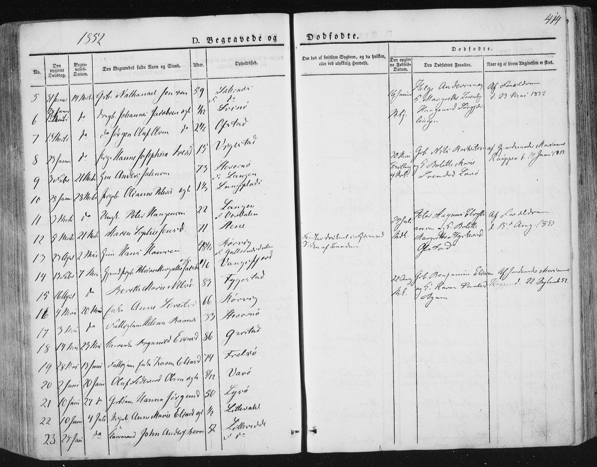 Ministerialprotokoller, klokkerbøker og fødselsregistre - Nord-Trøndelag, SAT/A-1458/784/L0669: Parish register (official) no. 784A04, 1829-1859, p. 414