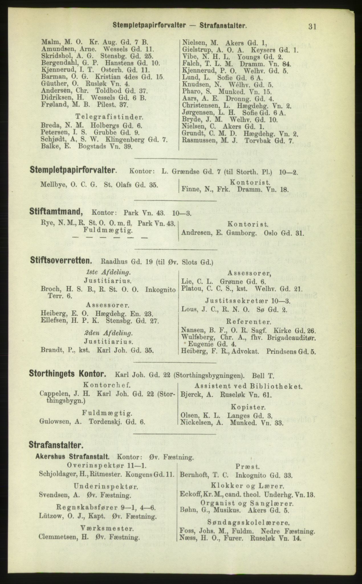Kristiania/Oslo adressebok, PUBL/-, 1883, p. 31