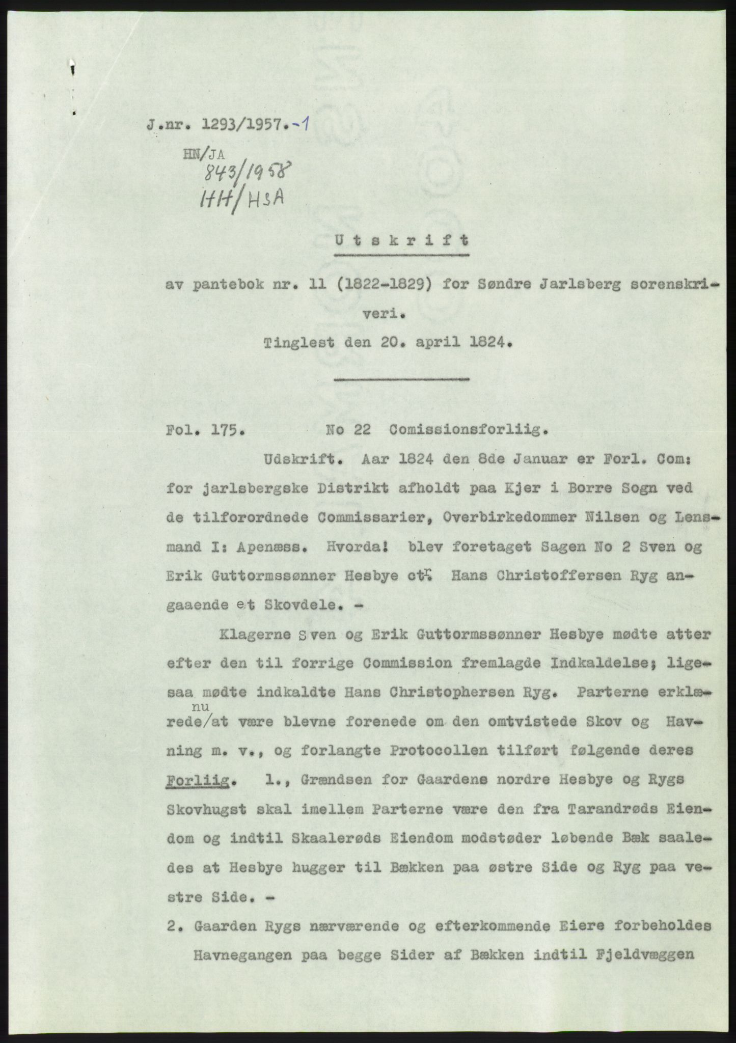 Statsarkivet i Kongsberg, AV/SAKO-A-0001/E/Ee/L0011: Avskrifter, SAO jnr. 1262/1957 - 200/1958, 1957-1958, p. 30
