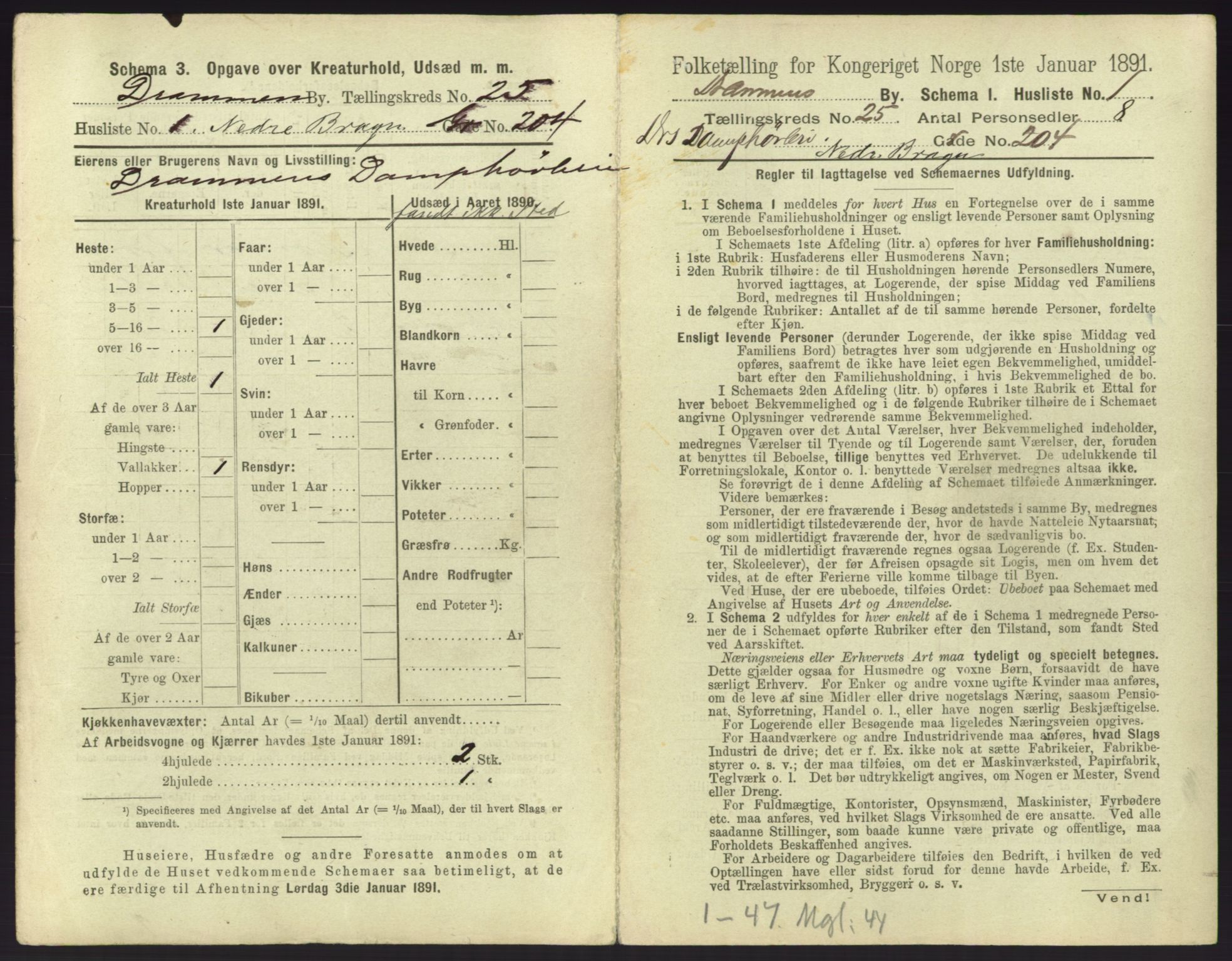 RA, 1891 census for 0602 Drammen, 1891, p. 2075