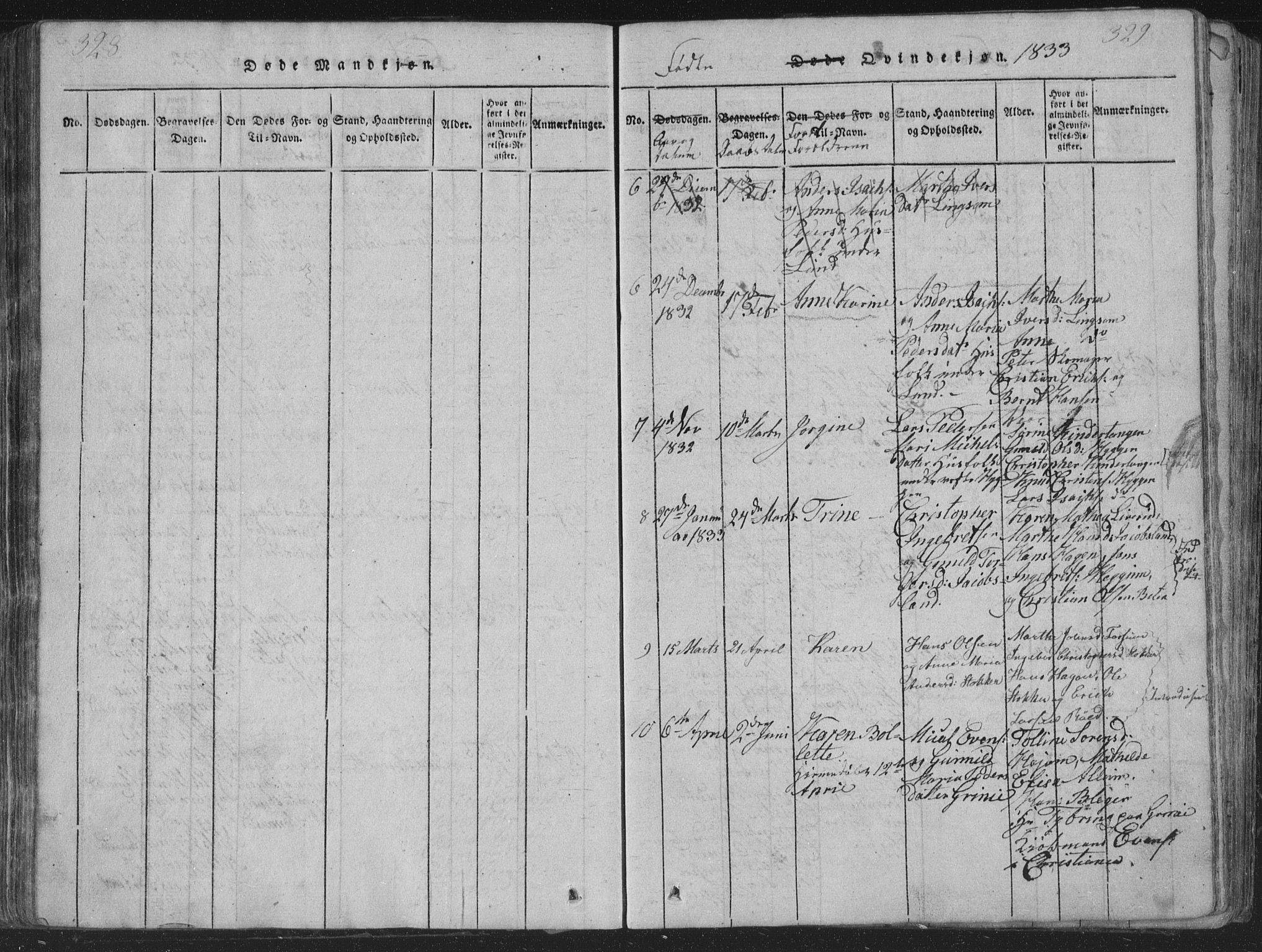 Røyken kirkebøker, SAKO/A-241/G/Ga/L0003: Parish register (copy) no. 3, 1814-1856, p. 328-329