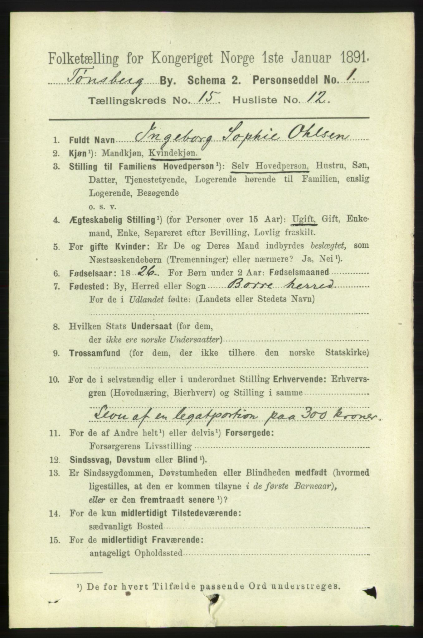 RA, 1891 census for 0705 Tønsberg, 1891, p. 4789