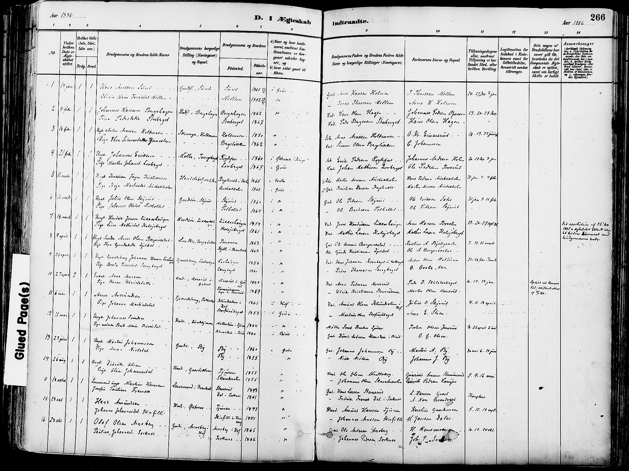 Grue prestekontor, SAH/PREST-036/H/Ha/Haa/L0012: Parish register (official) no. 12, 1881-1897, p. 266