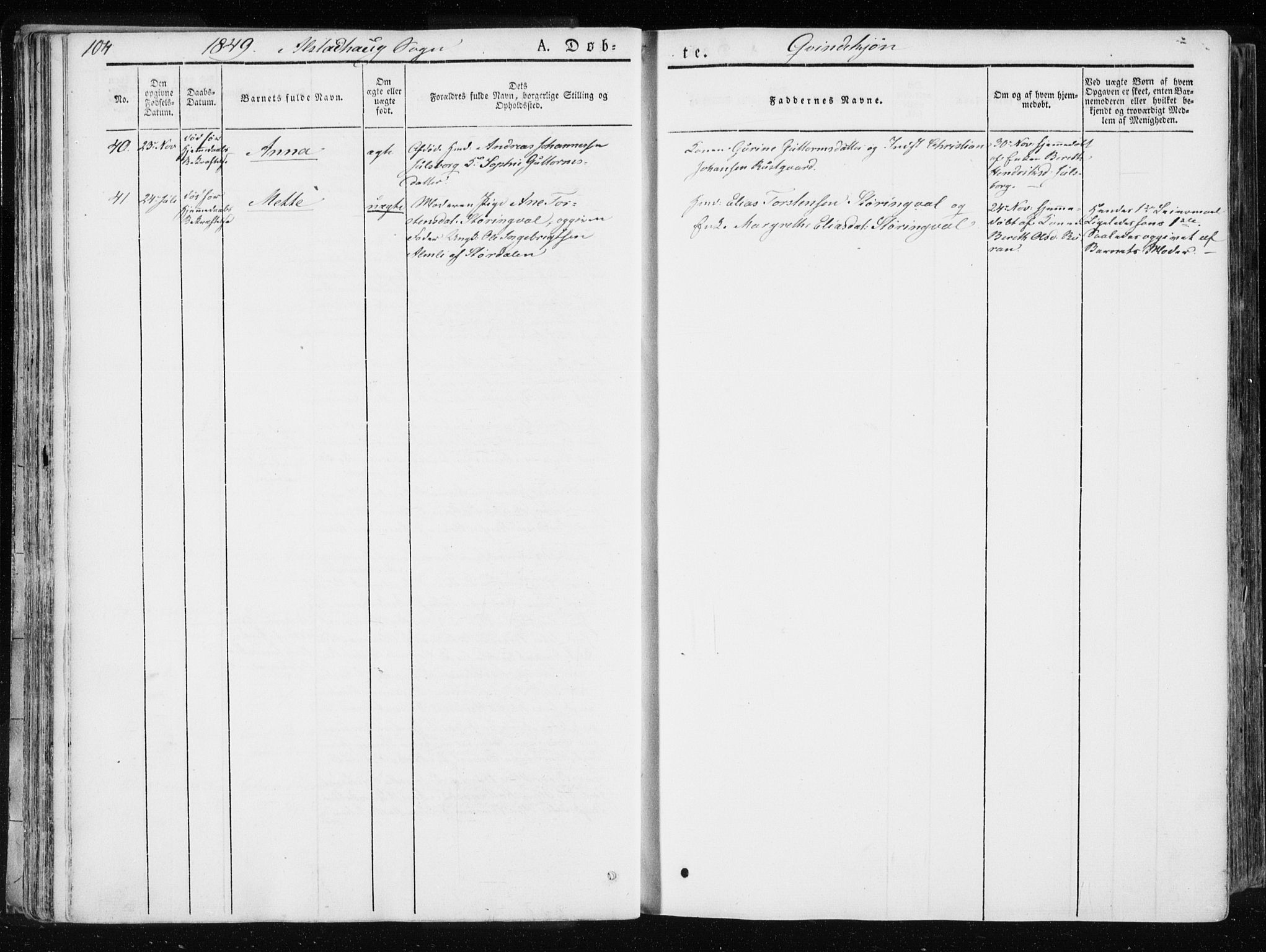 Ministerialprotokoller, klokkerbøker og fødselsregistre - Nord-Trøndelag, SAT/A-1458/717/L0154: Parish register (official) no. 717A06 /1, 1836-1849, p. 104
