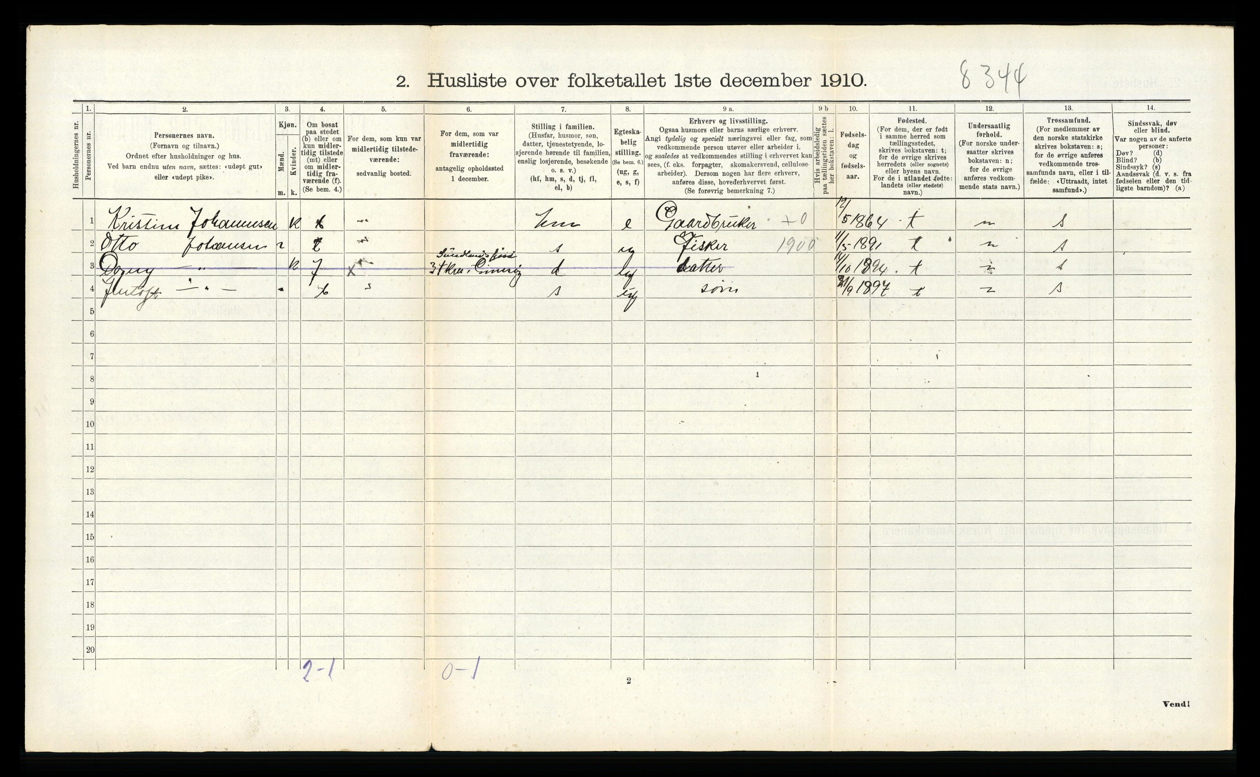 RA, 1910 census for Gimsøy, 1910, p. 256