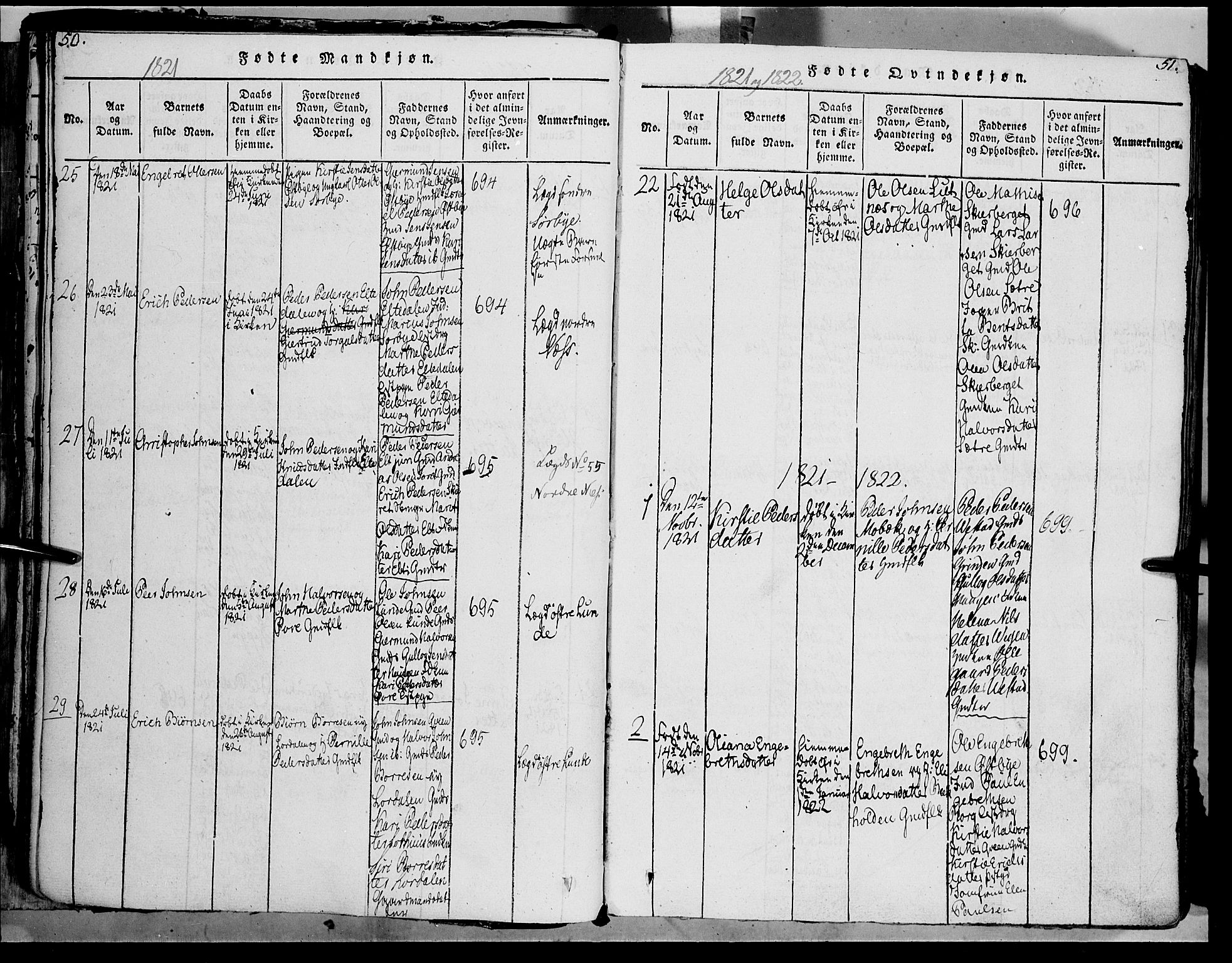 Trysil prestekontor, SAH/PREST-046/H/Ha/Haa/L0003: Parish register (official) no. 3 /1, 1814-1841, p. 50-51