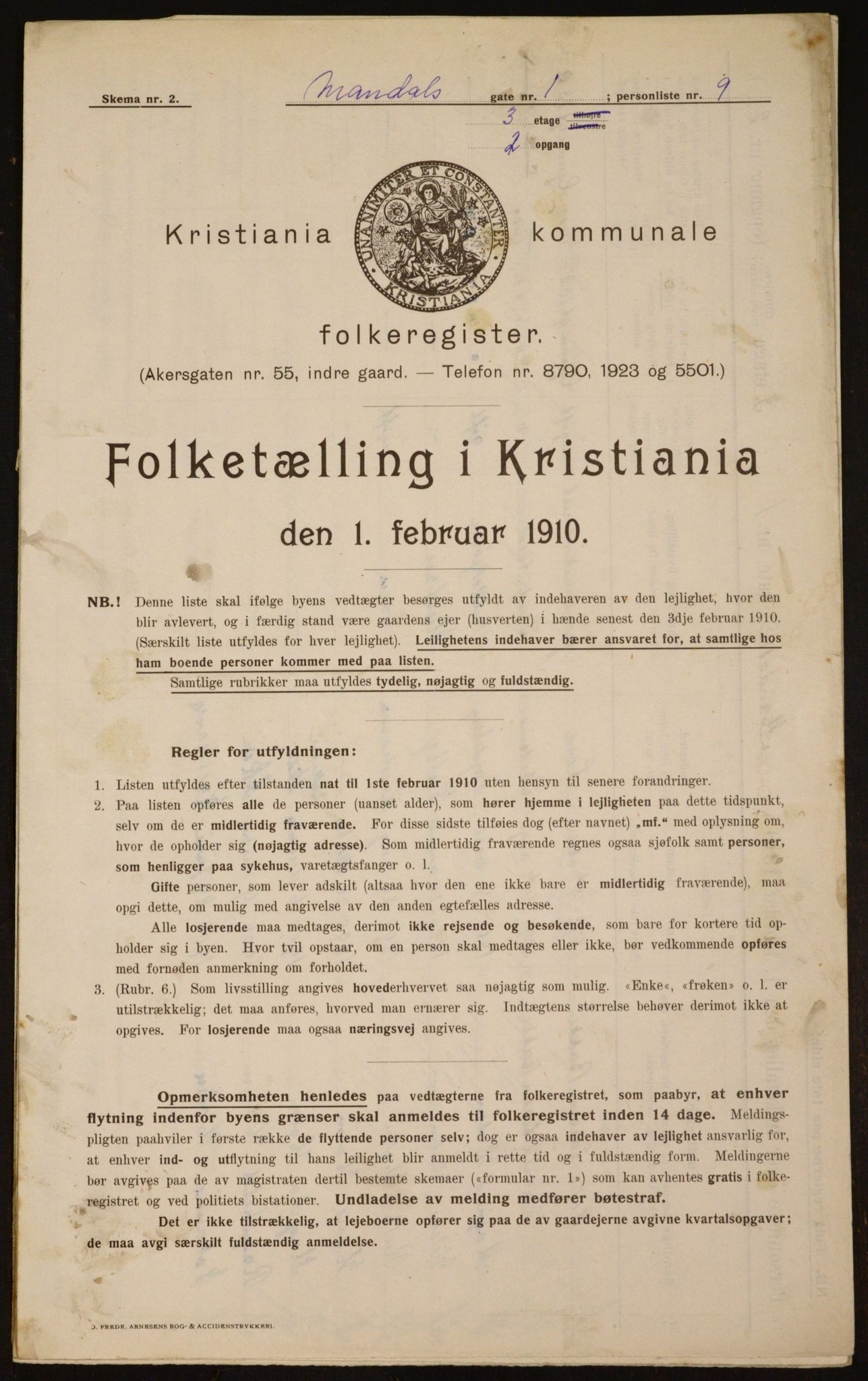 OBA, Municipal Census 1910 for Kristiania, 1910, p. 58083