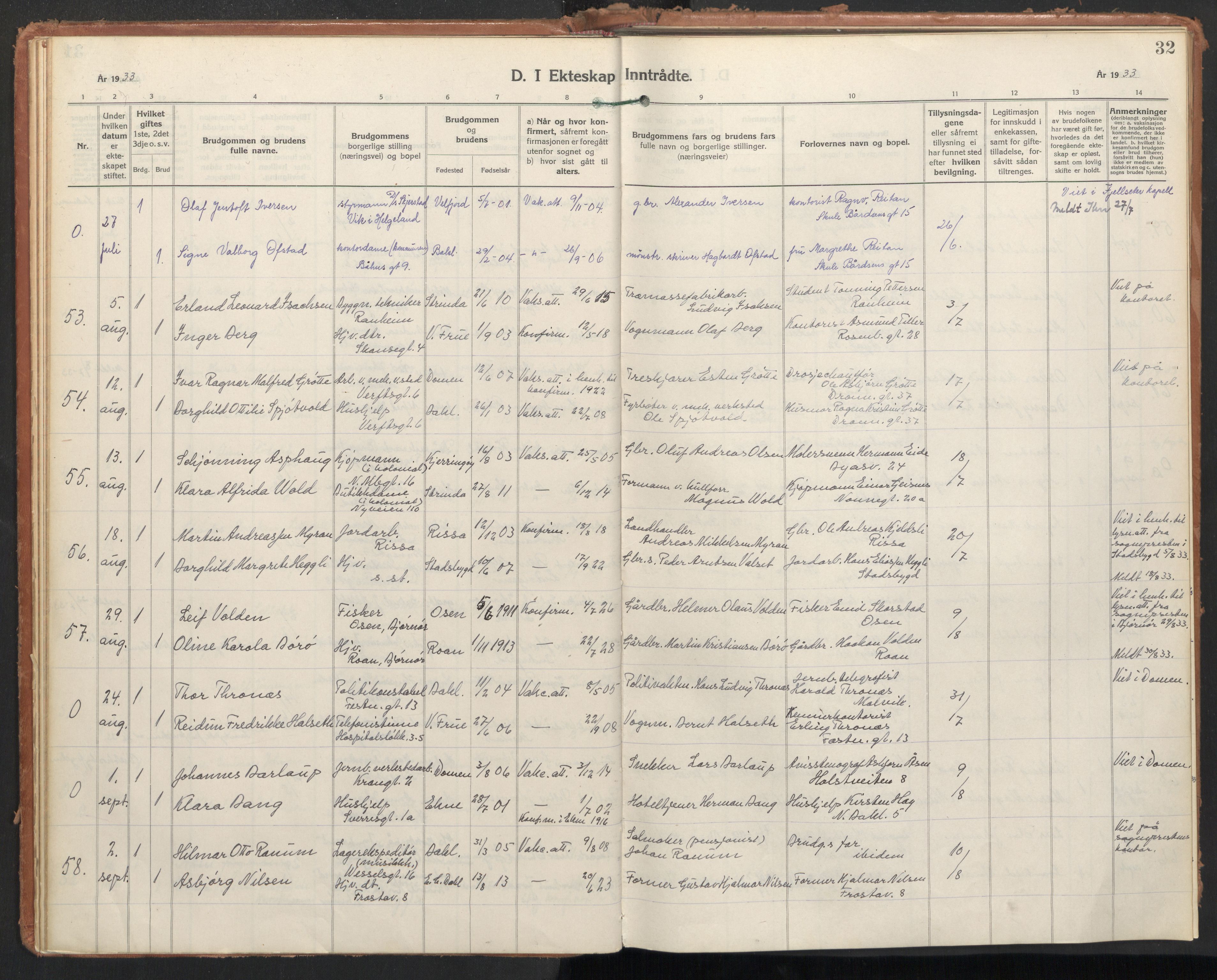 Ministerialprotokoller, klokkerbøker og fødselsregistre - Sør-Trøndelag, AV/SAT-A-1456/604/L0209: Parish register (official) no. 604A29, 1931-1945, p. 32