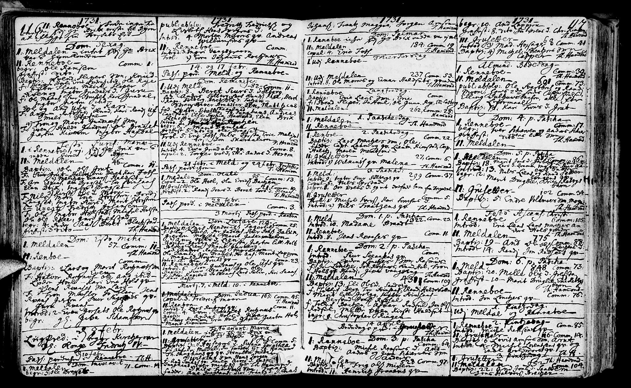 Ministerialprotokoller, klokkerbøker og fødselsregistre - Sør-Trøndelag, SAT/A-1456/672/L0850: Parish register (official) no. 672A03, 1725-1751, p. 116-117