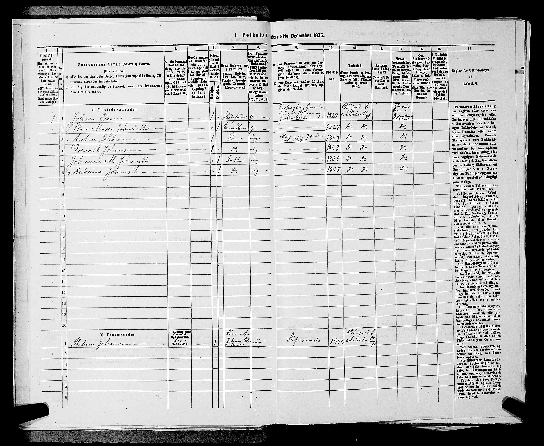 SAKO, 1875 census for 0719P Andebu, 1875, p. 1018