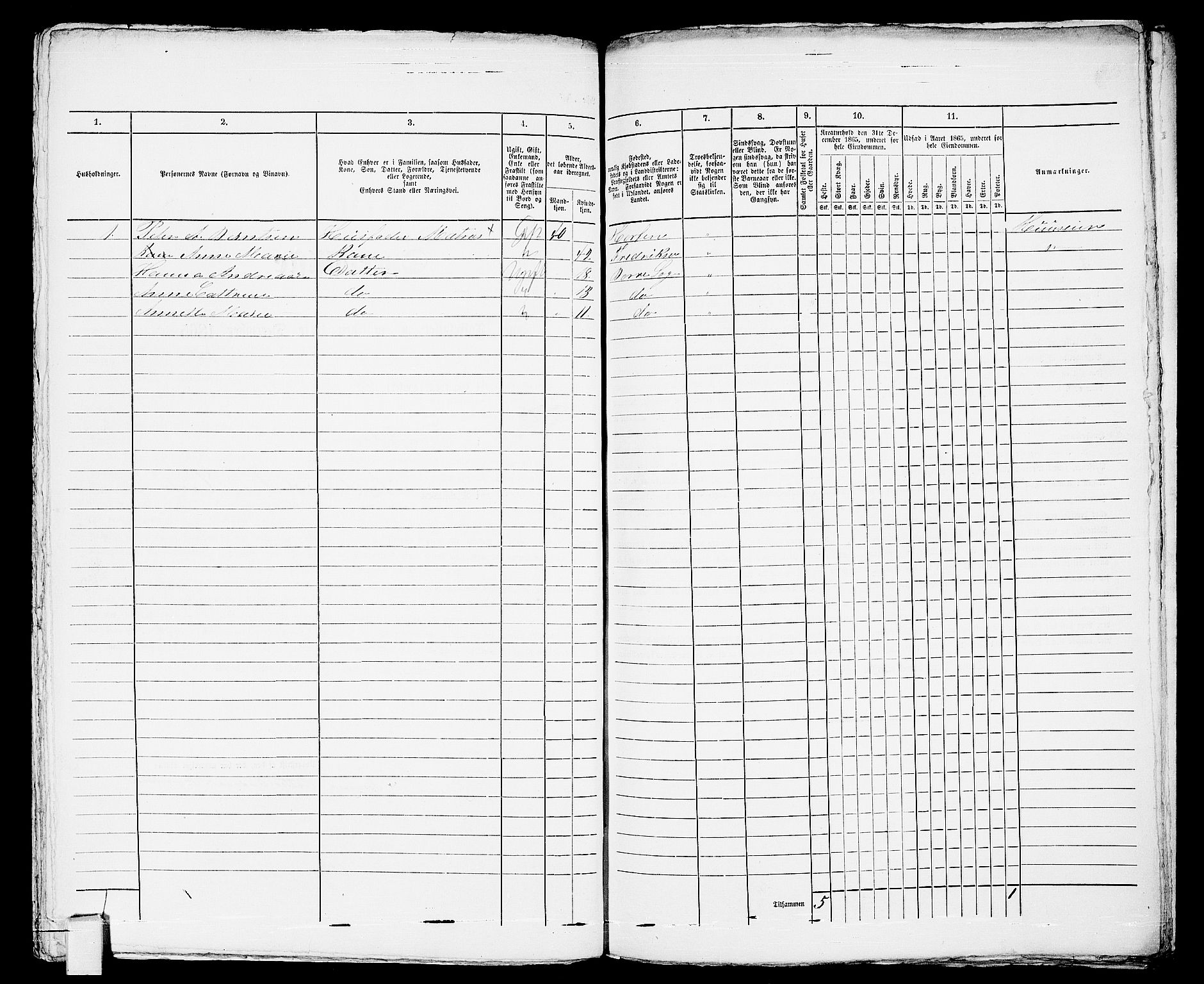 RA, 1865 census for Horten, 1865, p. 354