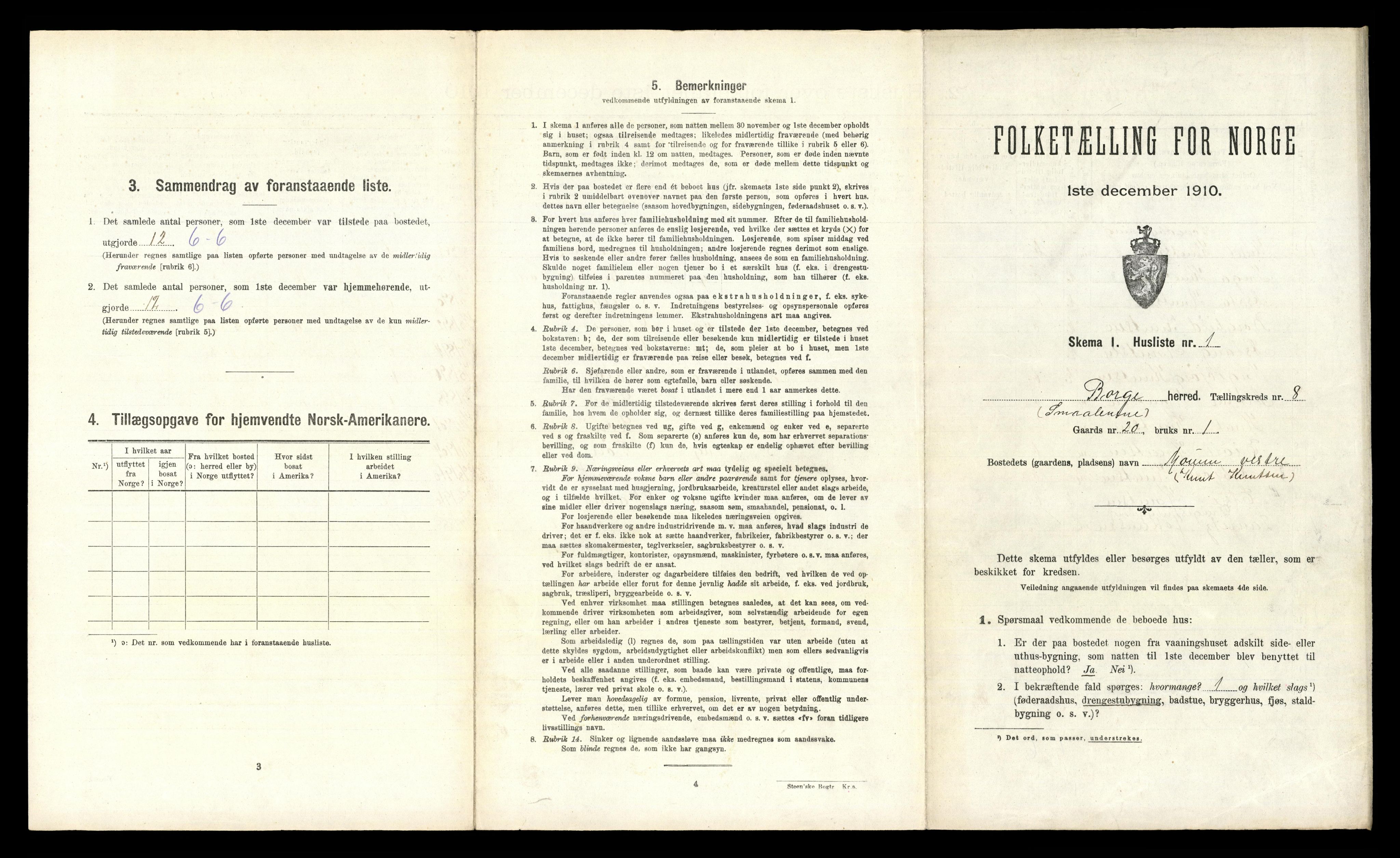 RA, 1910 census for Borge, 1910, p. 1076