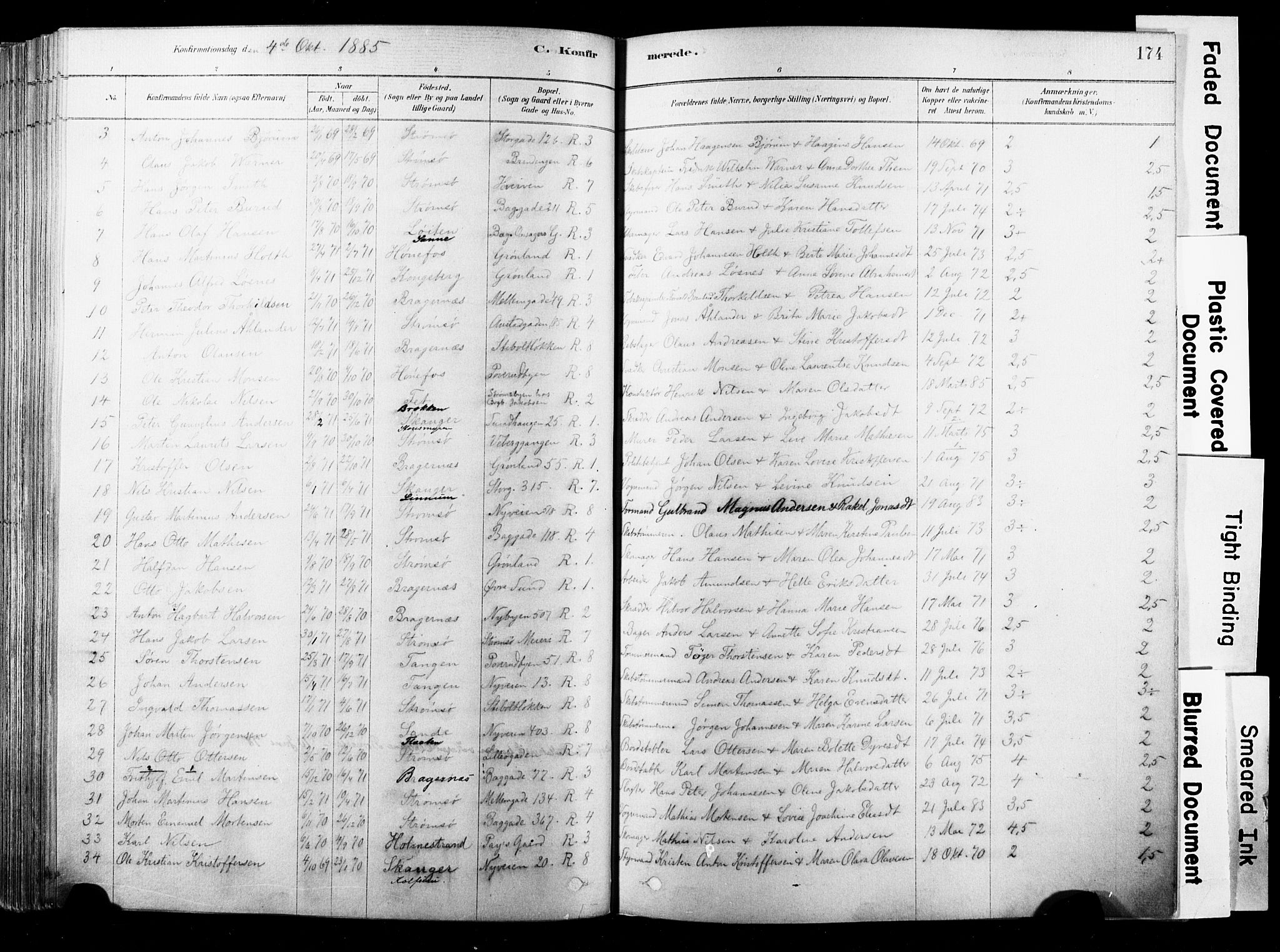 Strømsø kirkebøker, AV/SAKO-A-246/F/Fb/L0006: Parish register (official) no. II 6, 1879-1910, p. 174