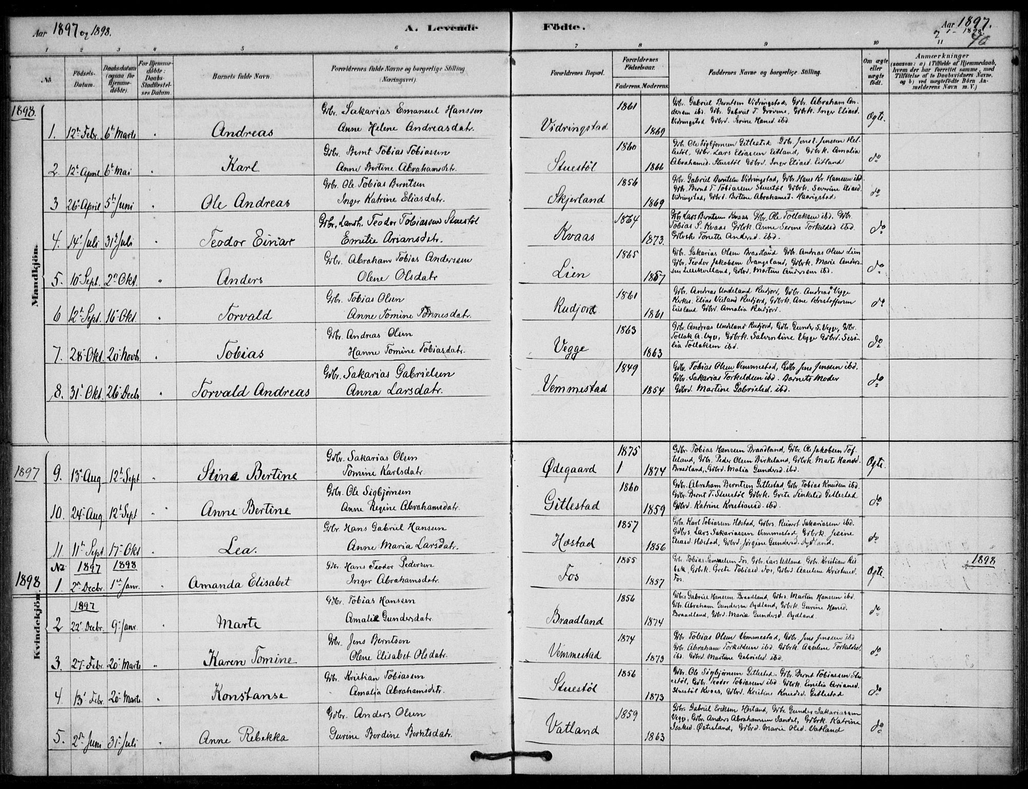 Lyngdal sokneprestkontor, SAK/1111-0029/F/Fa/Fab/L0003: Parish register (official) no. A 3, 1878-1903, p. 40