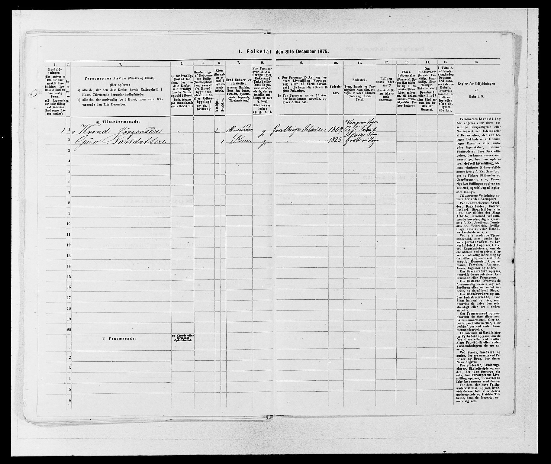 SAB, 1875 census for 1235P Voss, 1875, p. 1288