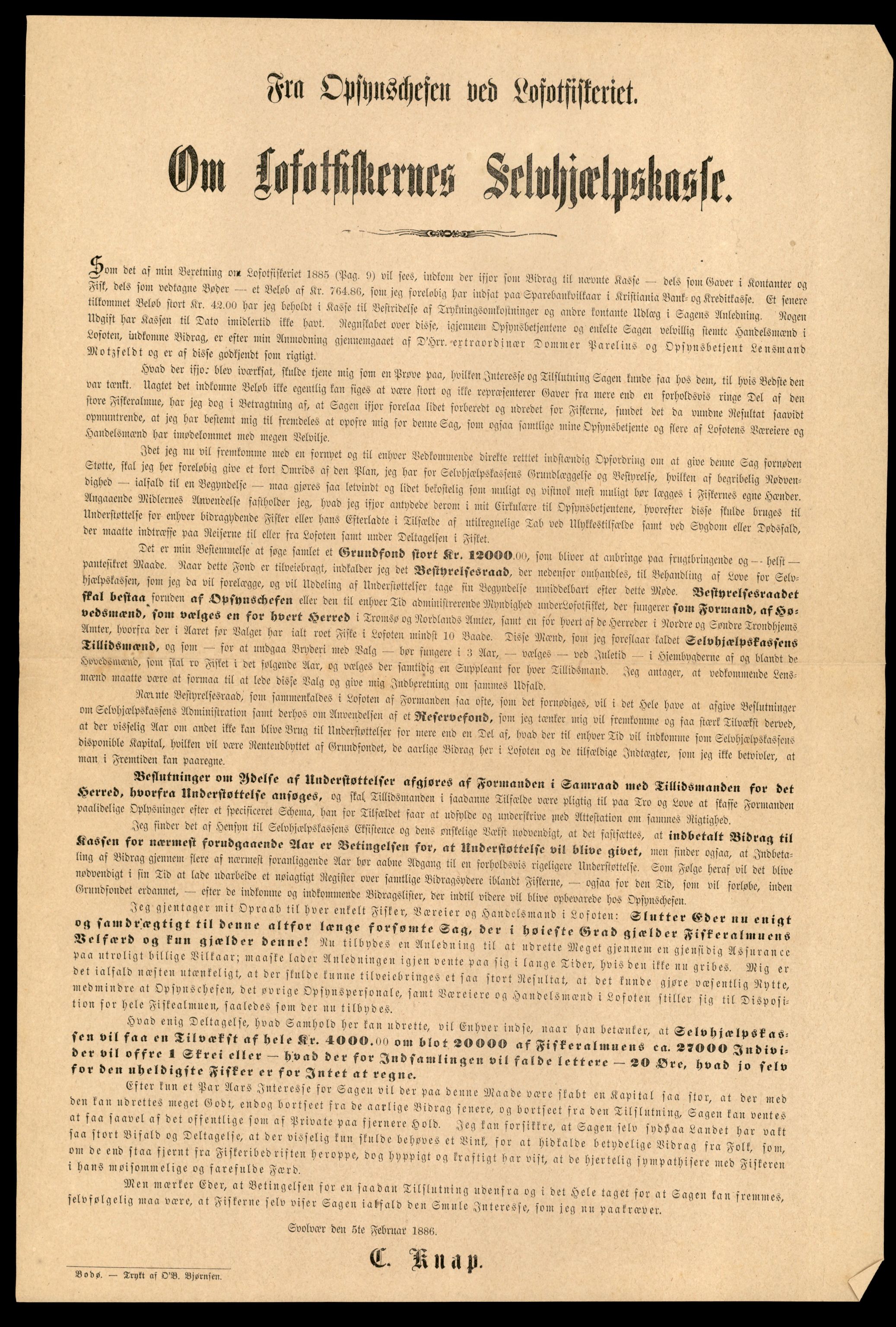 Oppsynssjefen ved Lofotfisket, AV/SAT-A-6224/D/L0178: Lofotfiskernes Selvhjelpskasse, 1880-1906, p. 25