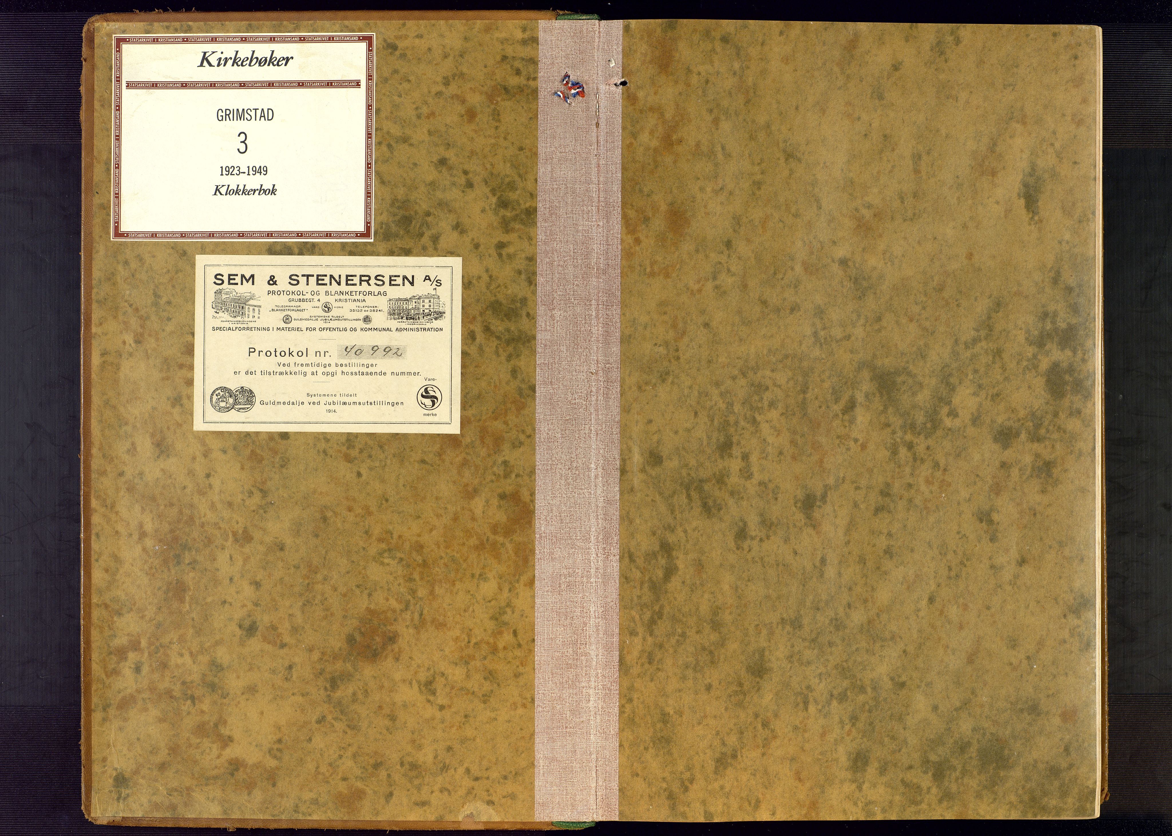 Grimstad sokneprestkontor, AV/SAK-1111-0017/F/Fb/L0002: Parish register (copy) no. B 2, 1923-1949