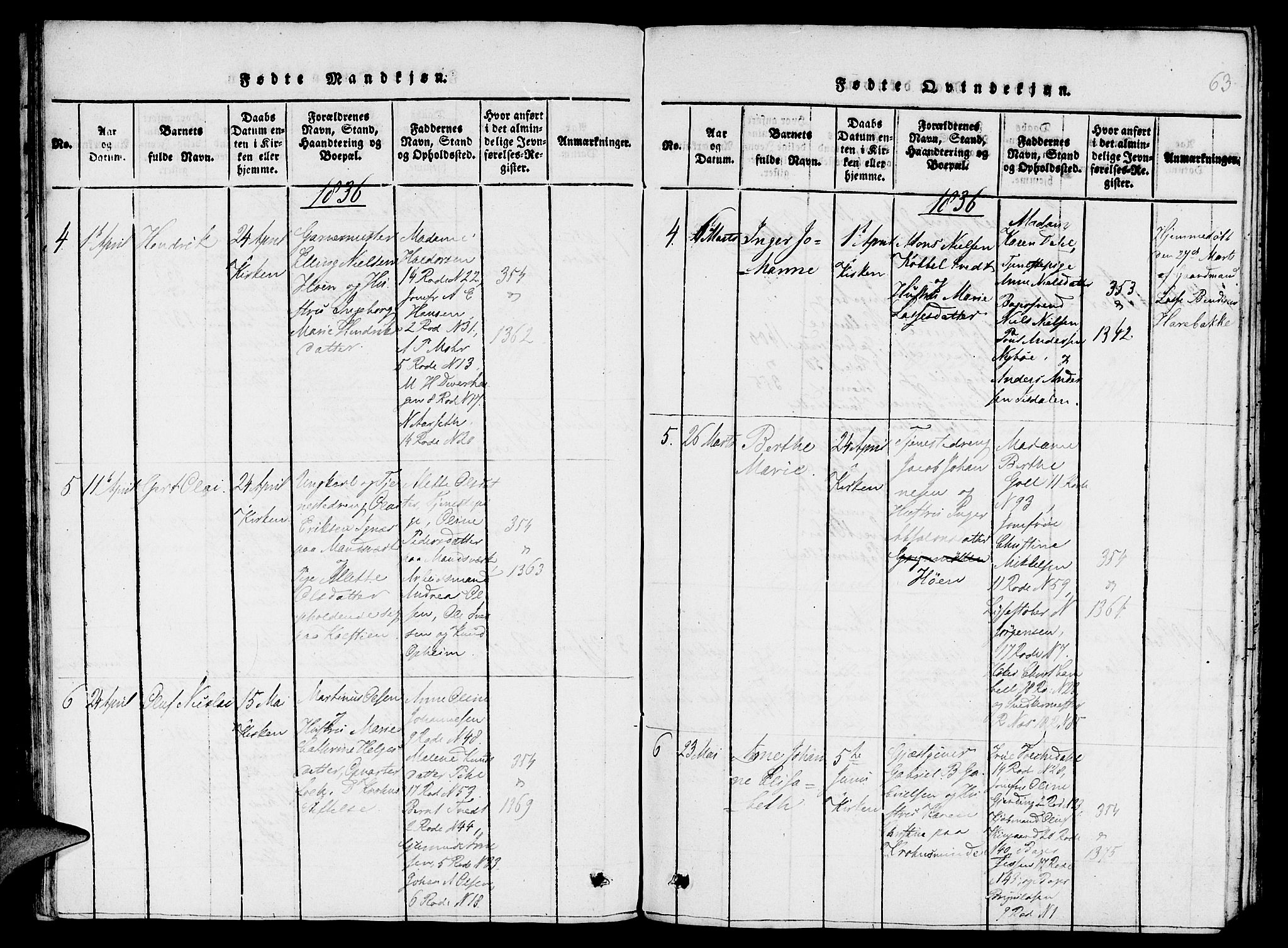 St. Jørgens hospital og Årstad sokneprestembete, AV/SAB-A-99934: Parish register (copy) no. A 1, 1816-1843, p. 63