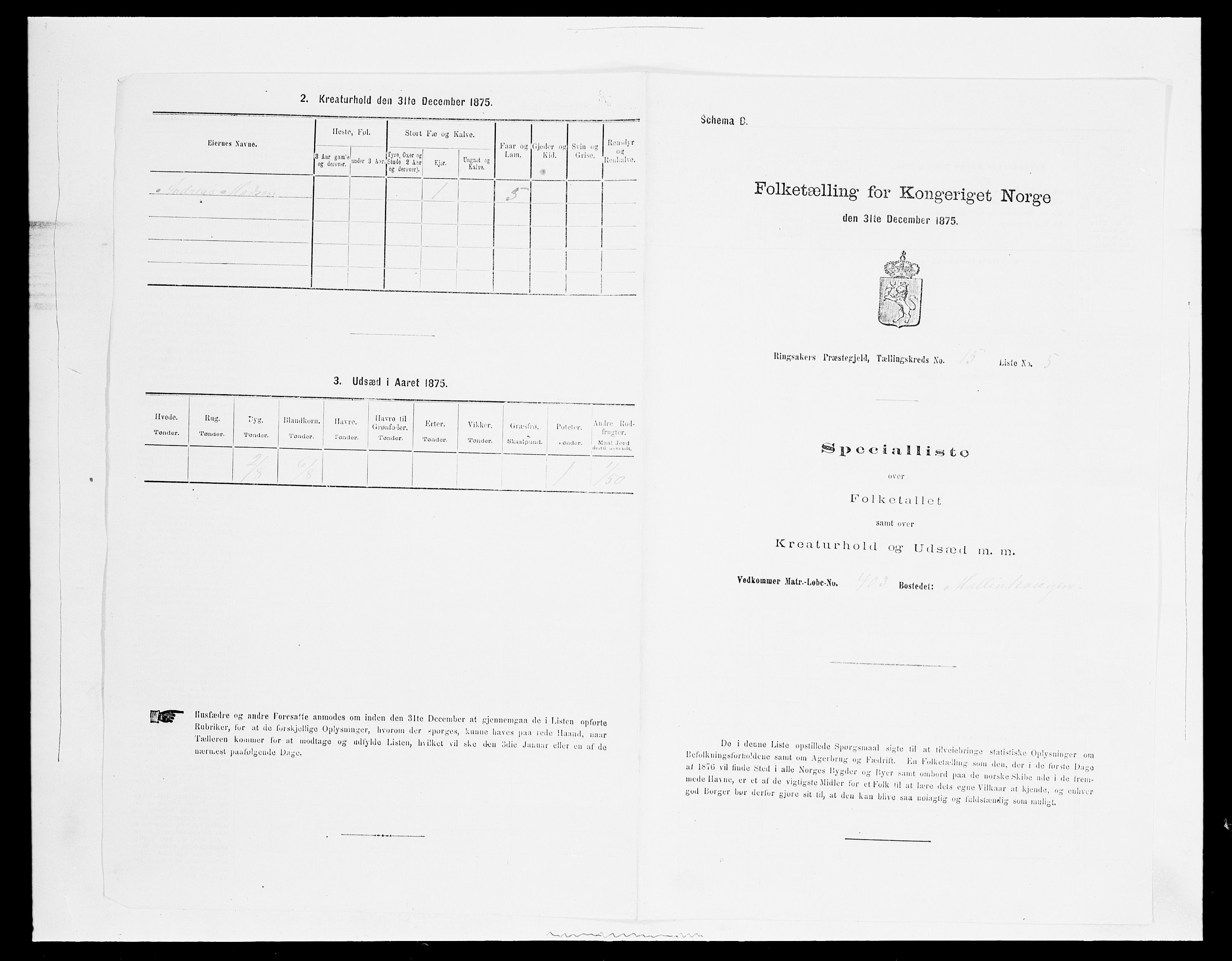 SAH, 1875 census for 0412P Ringsaker, 1875, p. 3150