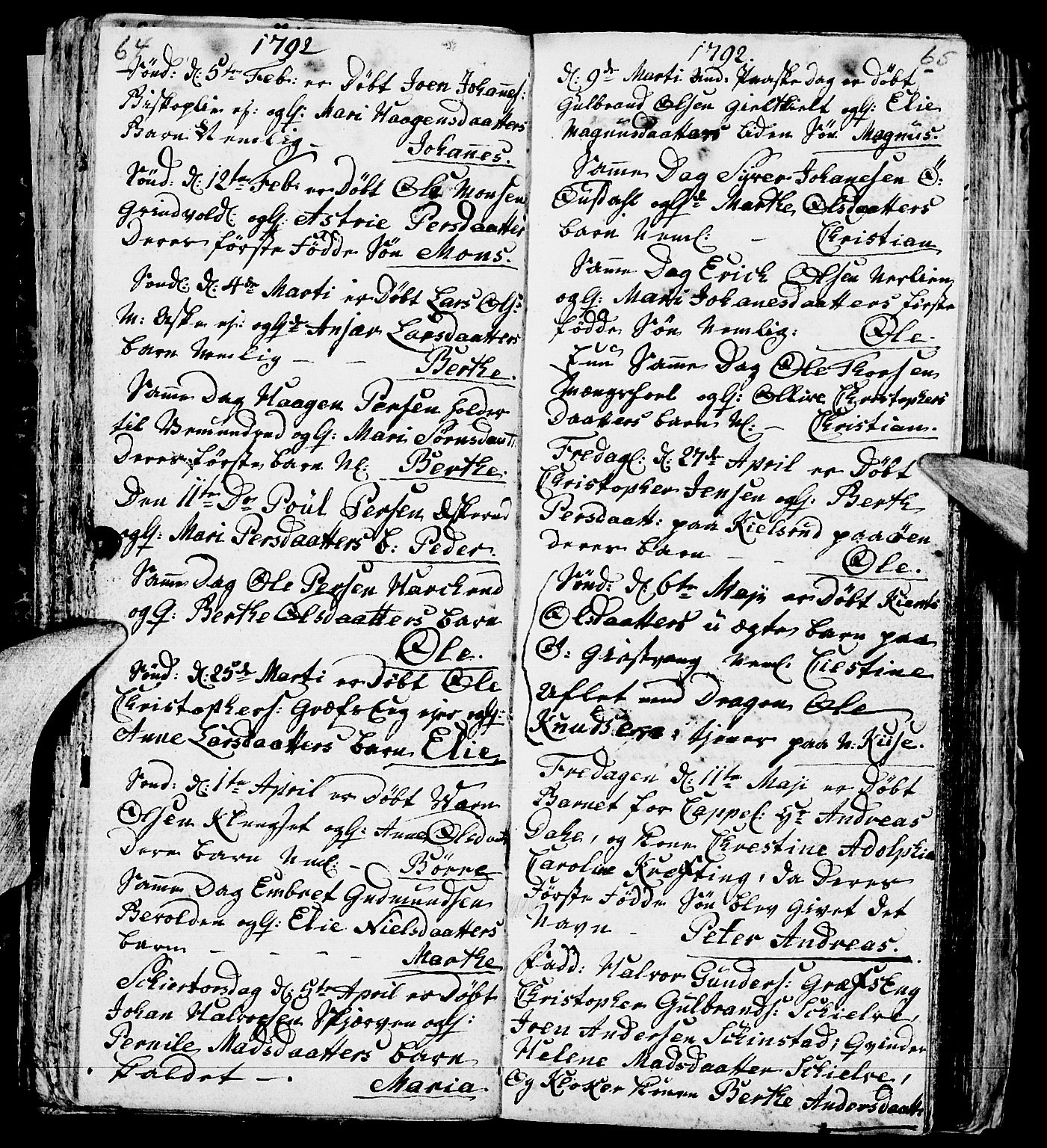 Nes prestekontor, Hedmark, AV/SAH-PREST-020/L/La/L0002: Parish register (copy) no. 2, 1785-1813, p. 64-65