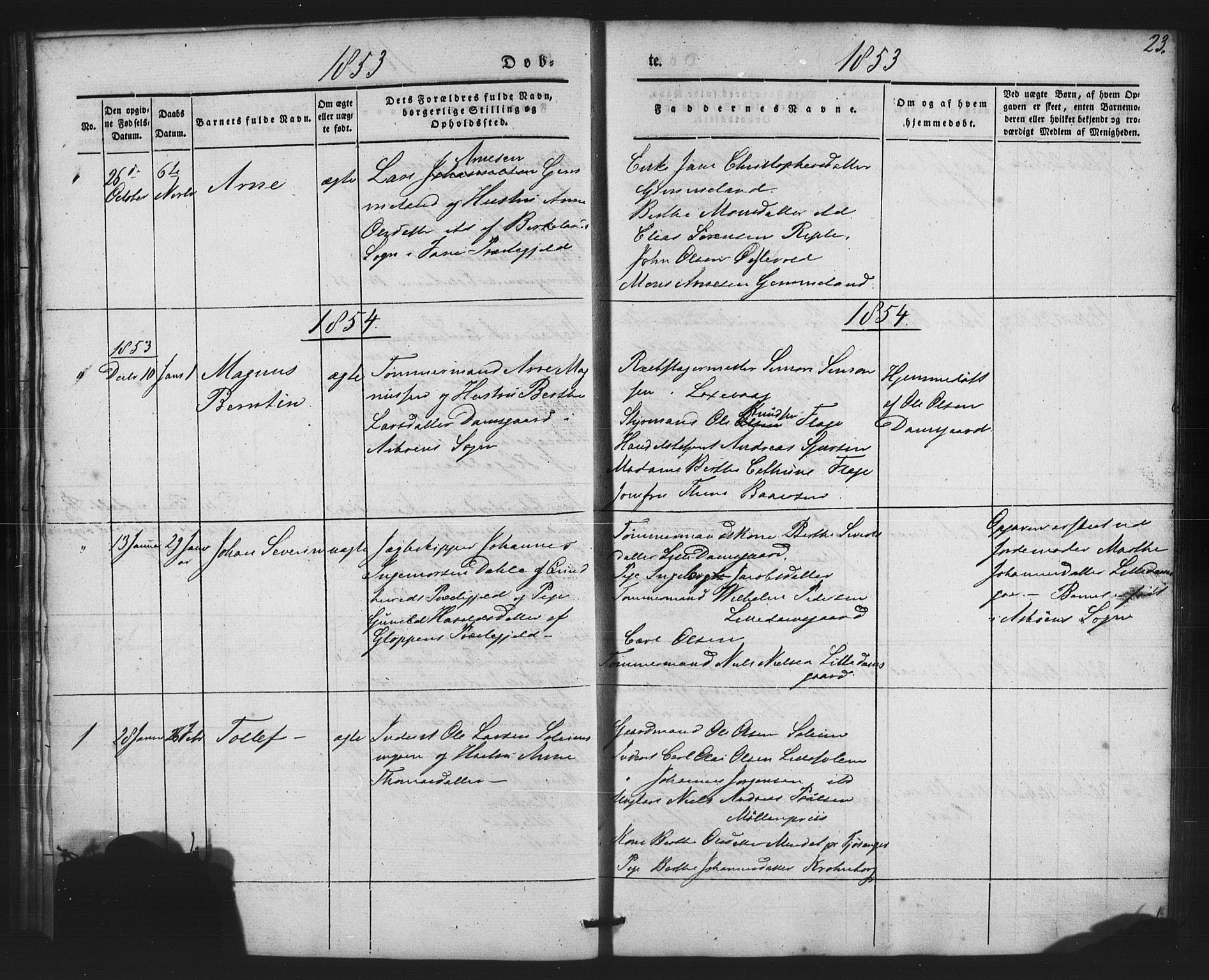 St. Jørgens hospital og Årstad sokneprestembete, AV/SAB-A-99934: Parish register (copy) no. A 2, 1843-1863, p. 23