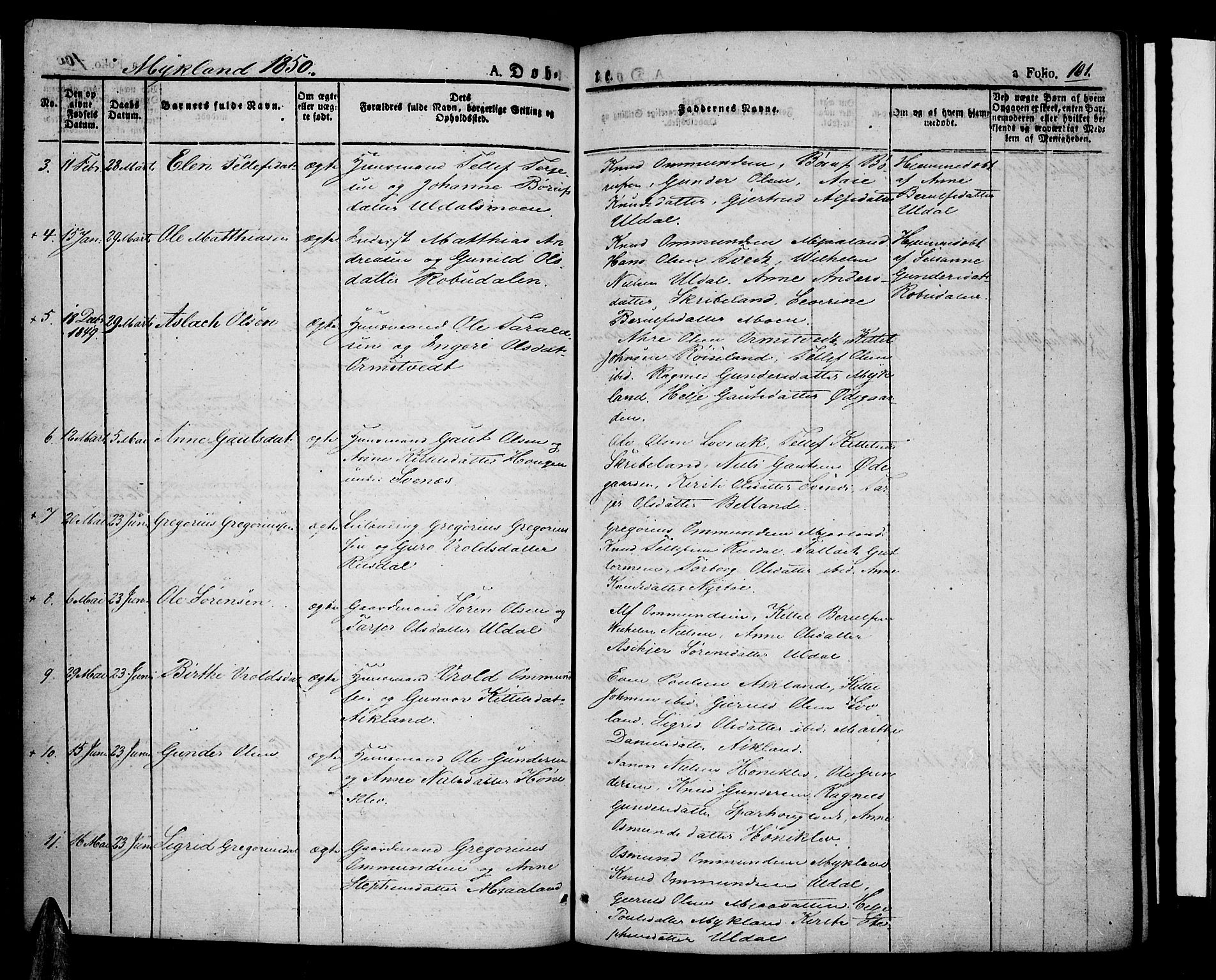 Åmli sokneprestkontor, SAK/1111-0050/F/Fa/Fac/L0007: Parish register (official) no. A 7 /2, 1829-1851, p. 101