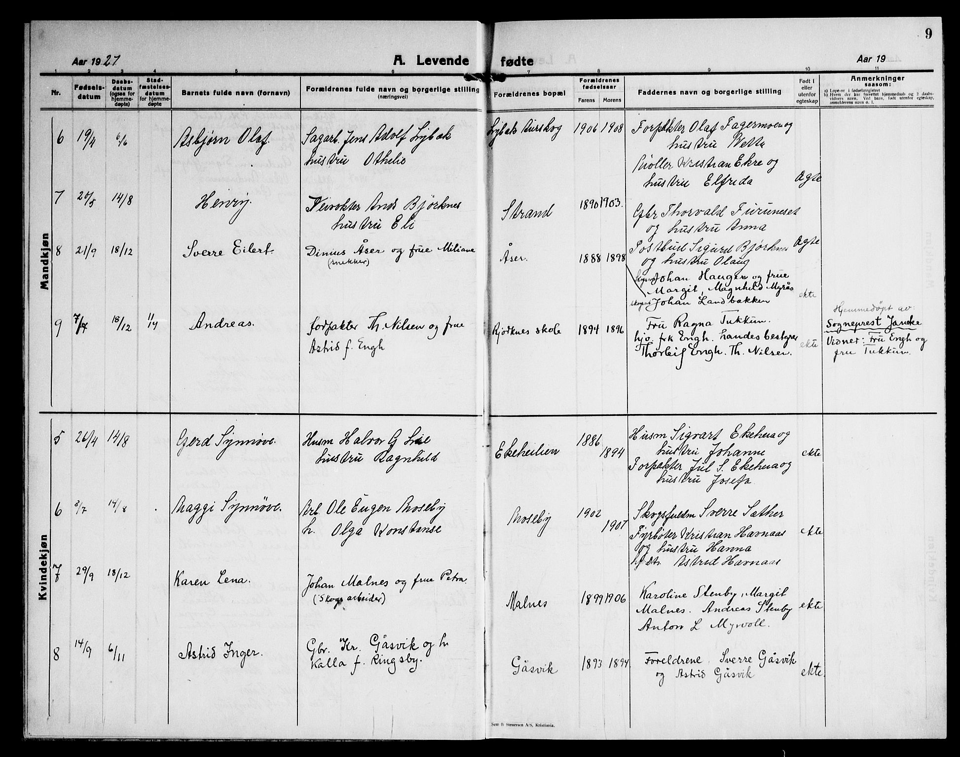 Høland prestekontor Kirkebøker, AV/SAO-A-10346a/G/Gc/L0003: Parish register (copy) no. III 3, 1925-1947, p. 9