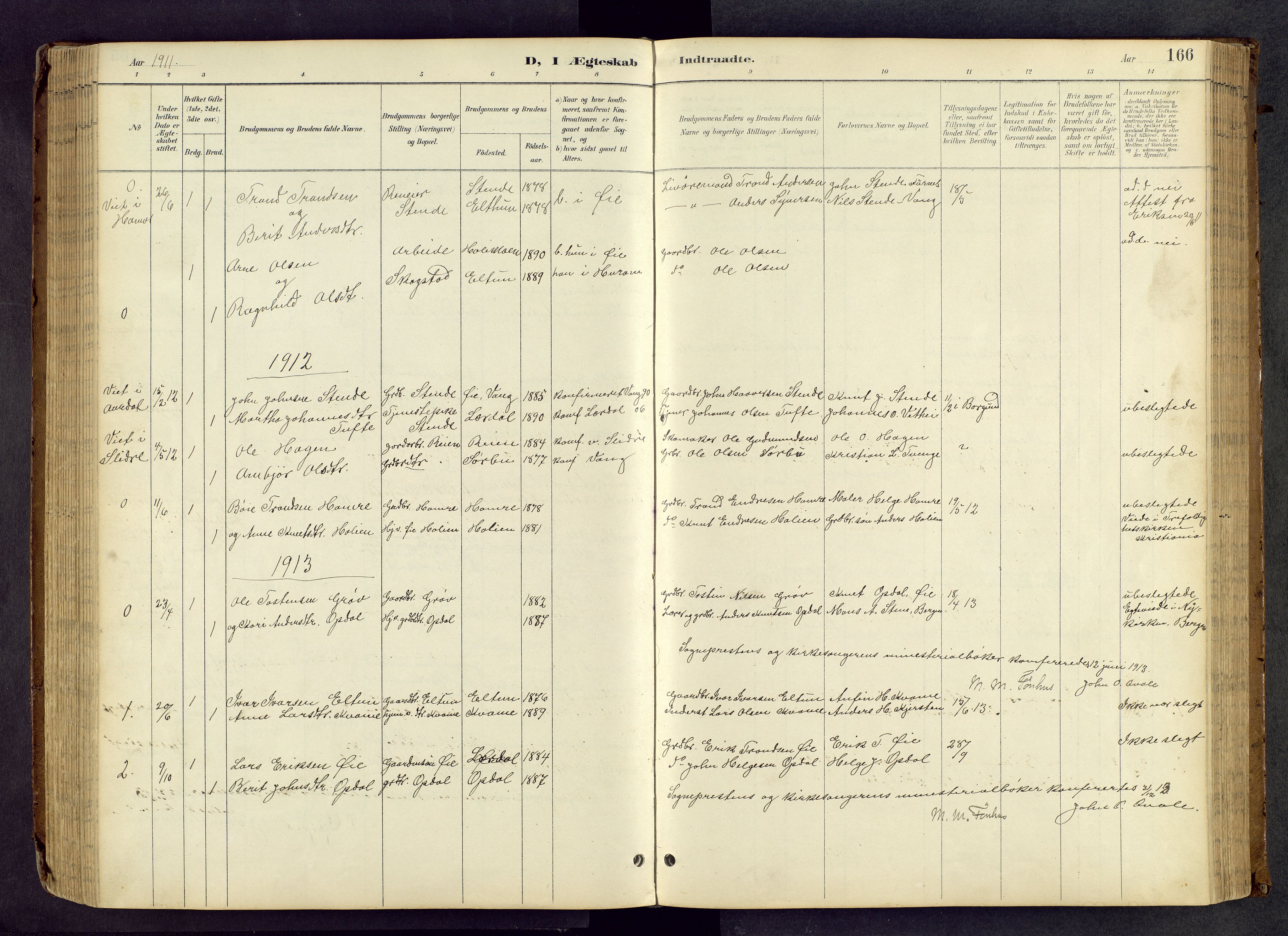 Vang prestekontor, Valdres, SAH/PREST-140/H/Hb/L0005: Parish register (copy) no. 5, 1889-1945, p. 166
