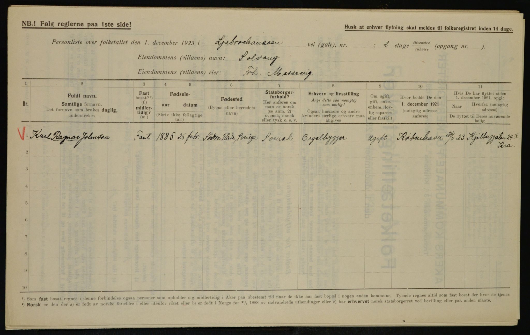 , Municipal Census 1923 for Aker, 1923, p. 41667