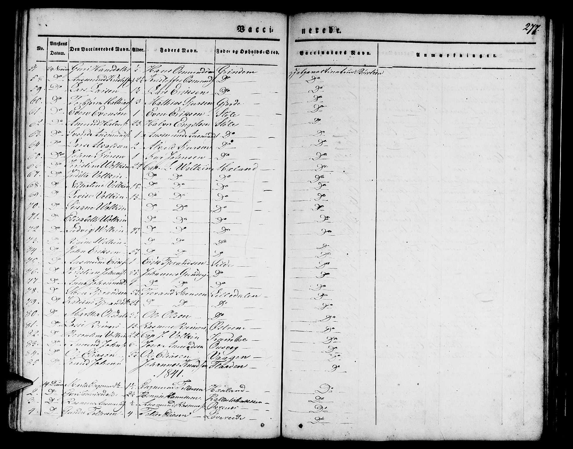 Etne sokneprestembete, SAB/A-75001/H/Haa: Parish register (official) no. A 7, 1831-1847, p. 277
