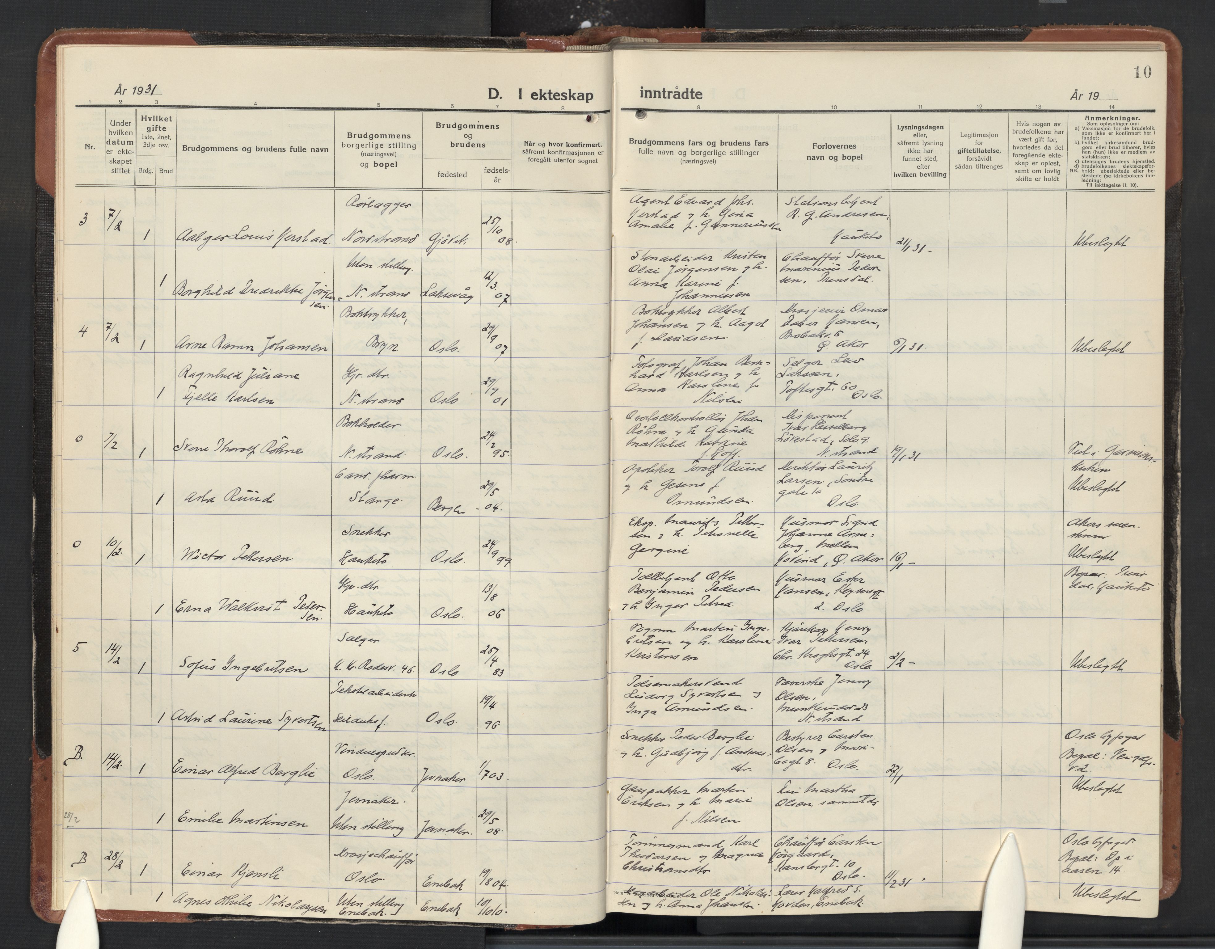 Nordstrand prestekontor Kirkebøker, AV/SAO-A-10362a/F/Fa/L0007: Parish register (official) no. 7, 1930-1947, p. 10