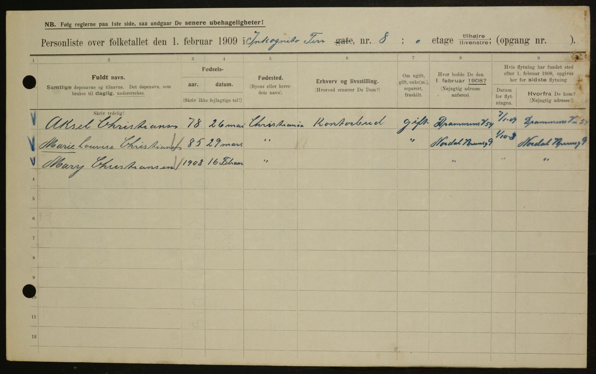 OBA, Municipal Census 1909 for Kristiania, 1909, p. 40653