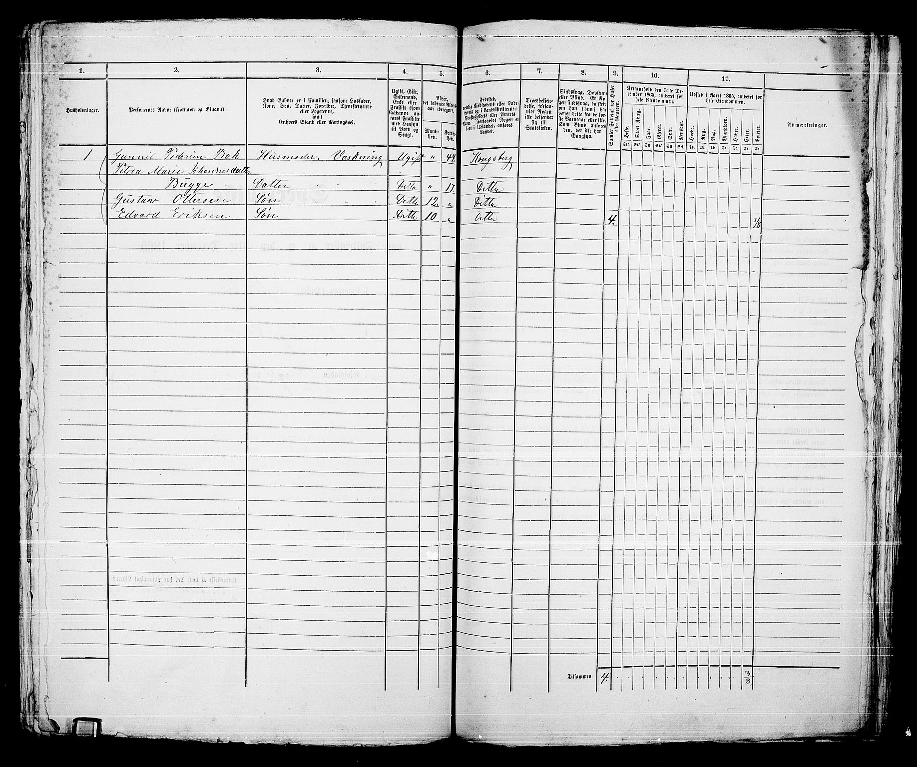 RA, 1865 census for Kongsberg/Kongsberg, 1865, p. 1265