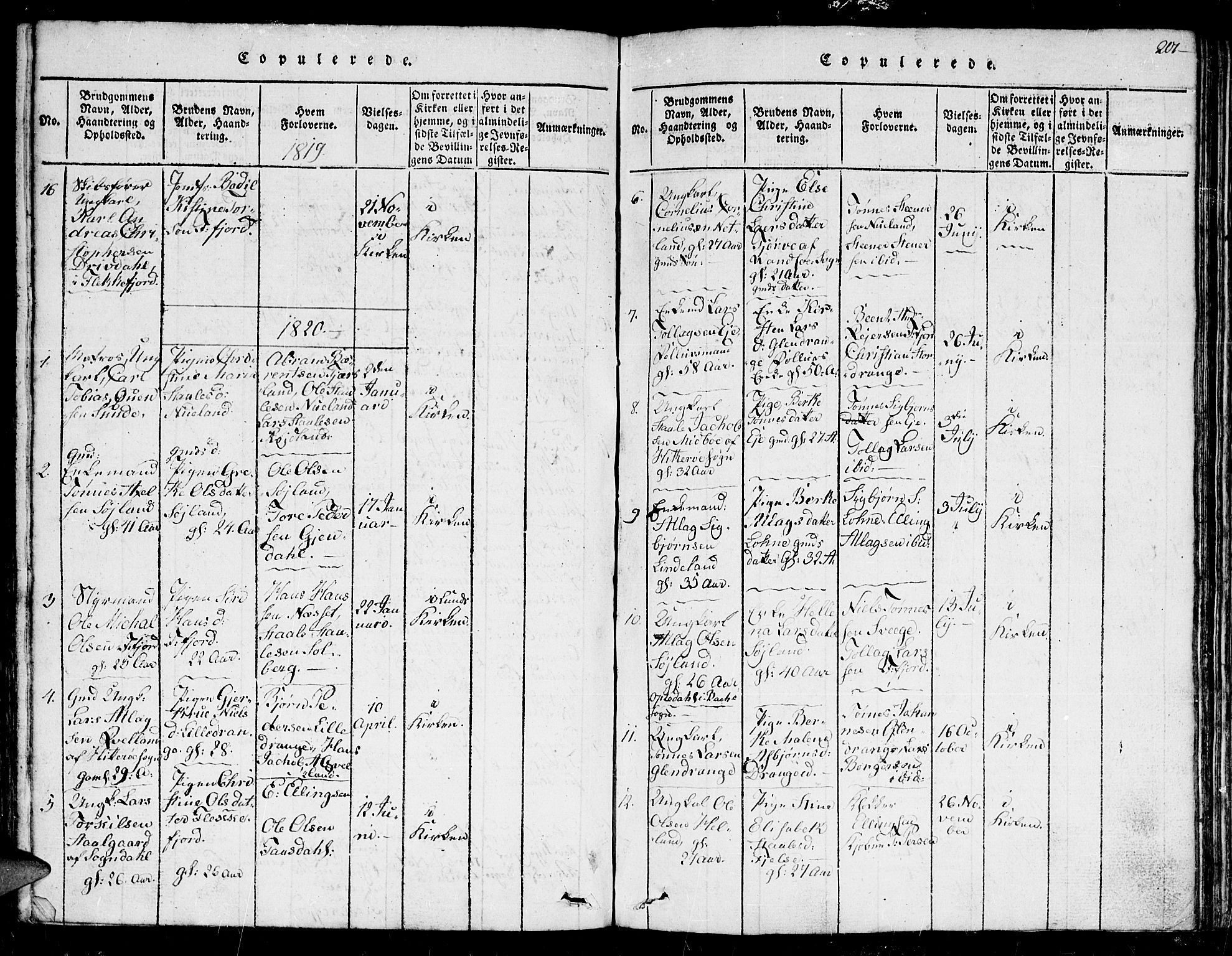 Flekkefjord sokneprestkontor, SAK/1111-0012/F/Fb/Fbc/L0003: Parish register (copy) no. B 3, 1815-1826, p. 201