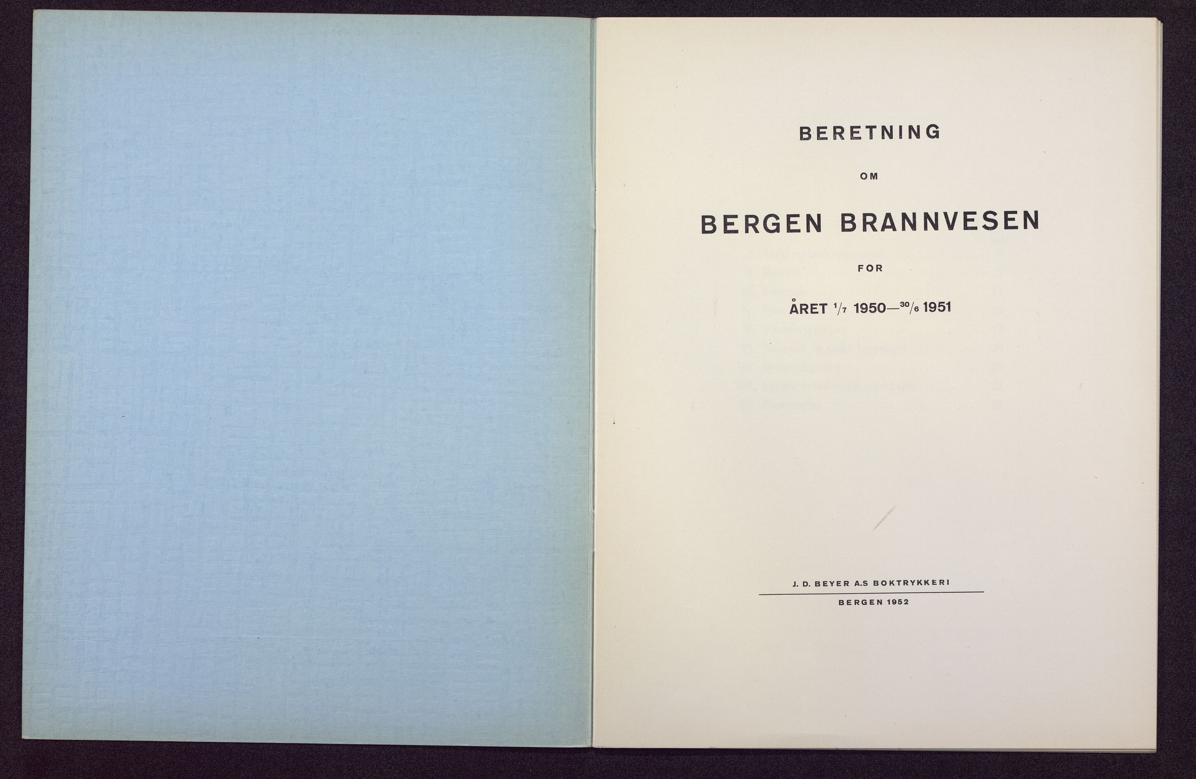 Bergen kommune. Brannvesenet (1863-1971), BBA/A-1181/X/Xa/L0020: Årsberetning, 1950-1951