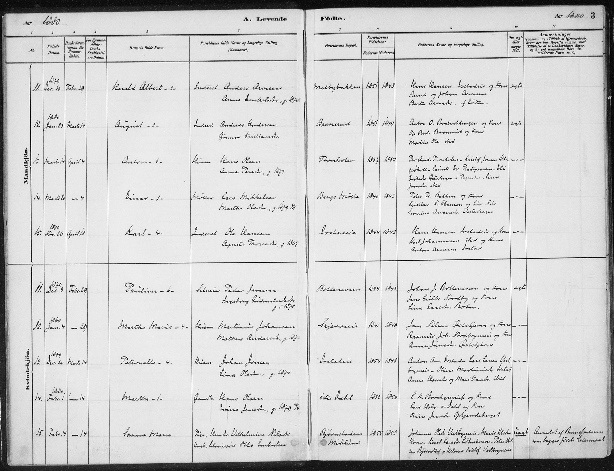 Romedal prestekontor, AV/SAH-PREST-004/K/L0010: Parish register (official) no. 10, 1880-1895, p. 3