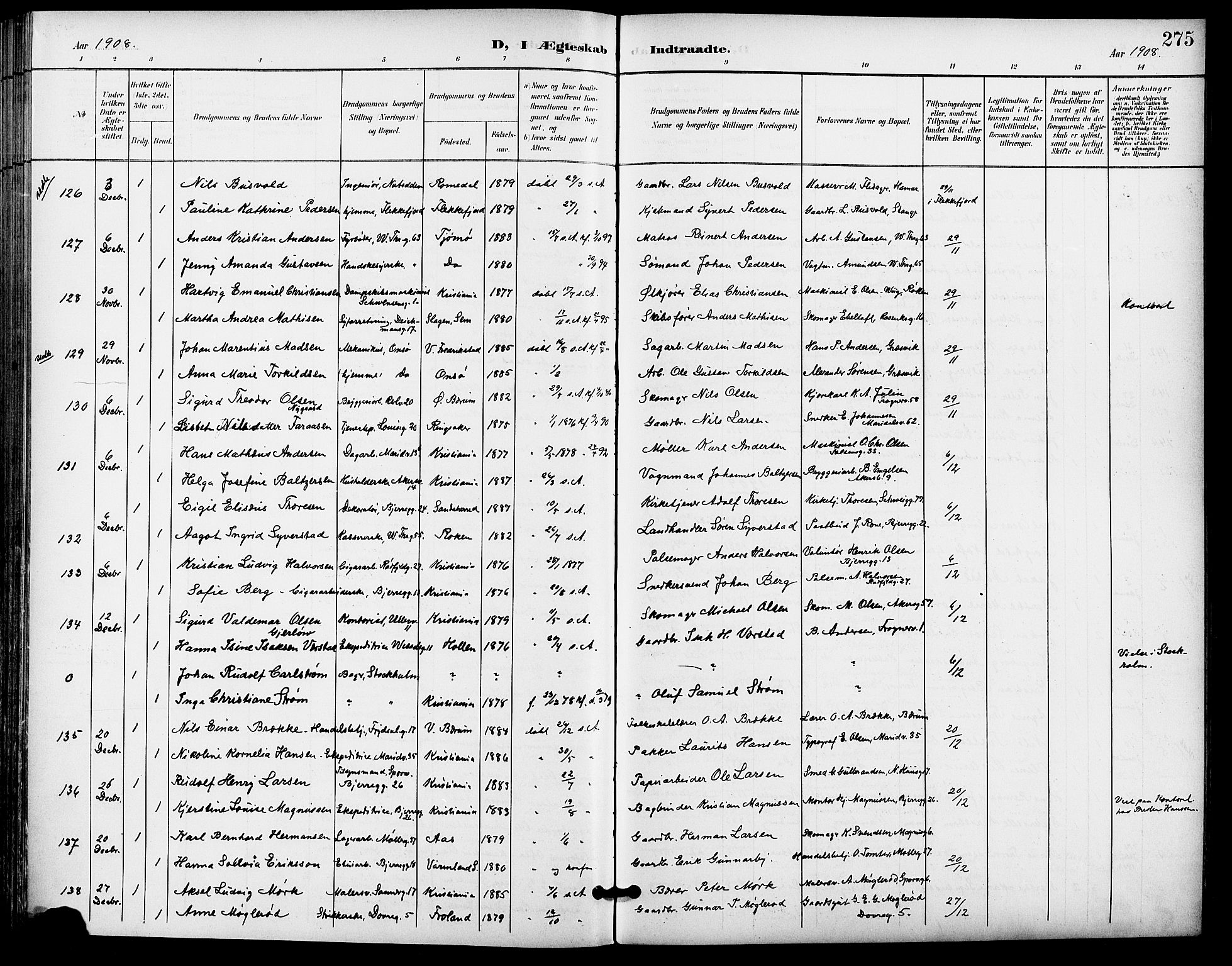 Gamle Aker prestekontor Kirkebøker, SAO/A-10617a/F/L0012: Parish register (official) no. 12, 1898-1910, p. 275