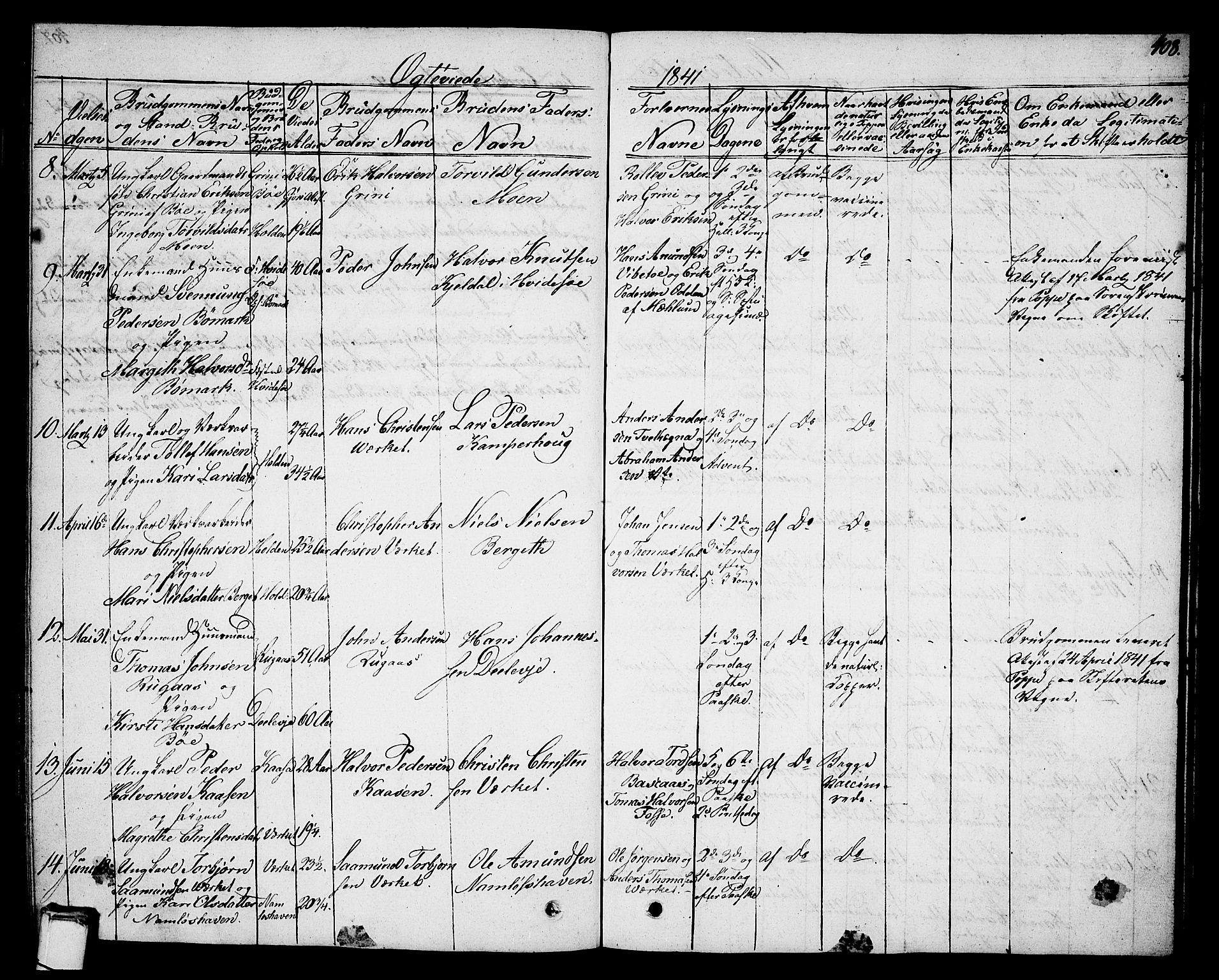 Holla kirkebøker, AV/SAKO-A-272/G/Ga/L0002: Parish register (copy) no. I 2, 1830-1848, p. 408