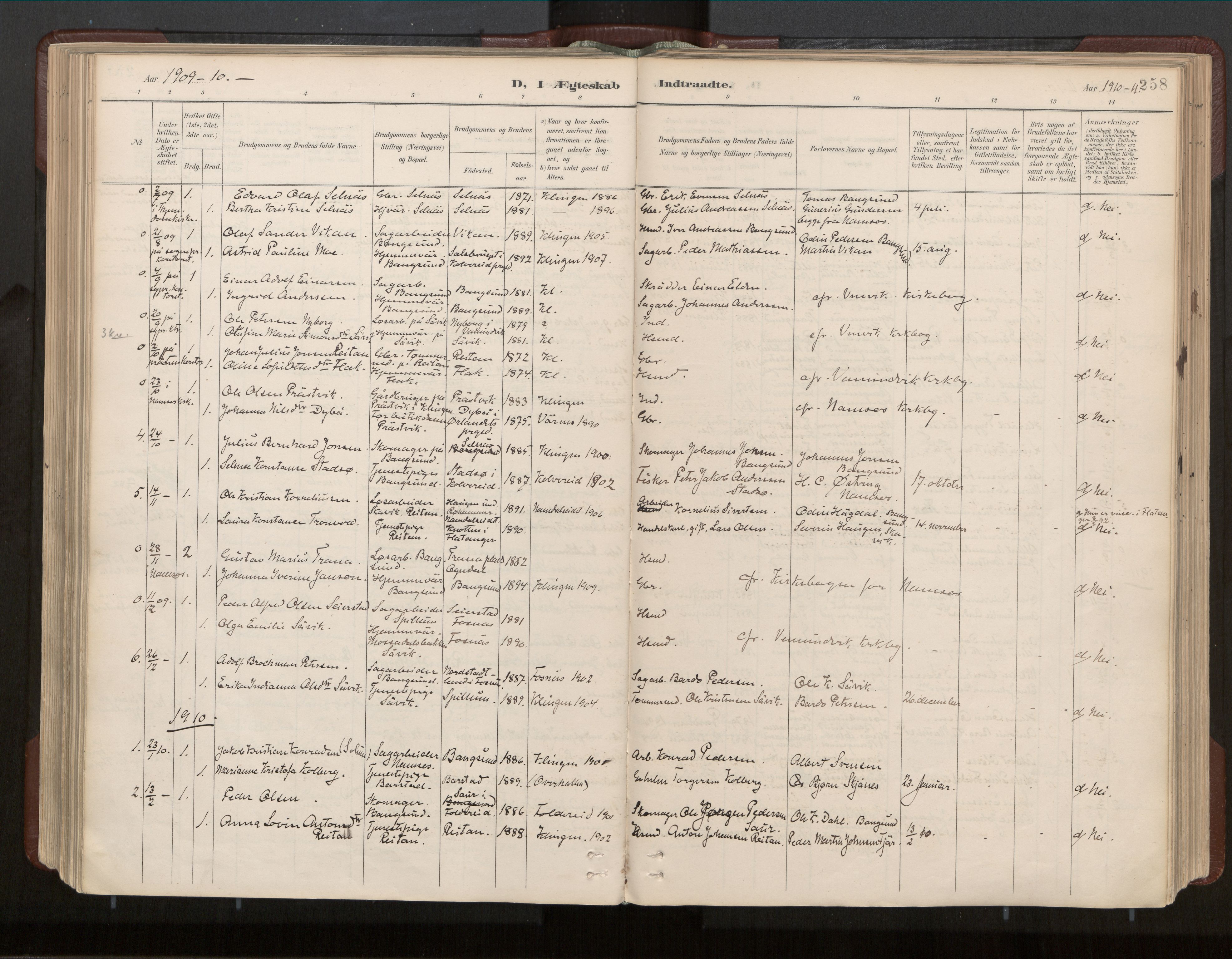 Ministerialprotokoller, klokkerbøker og fødselsregistre - Nord-Trøndelag, SAT/A-1458/770/L0589: Parish register (official) no. 770A03, 1887-1929, p. 258