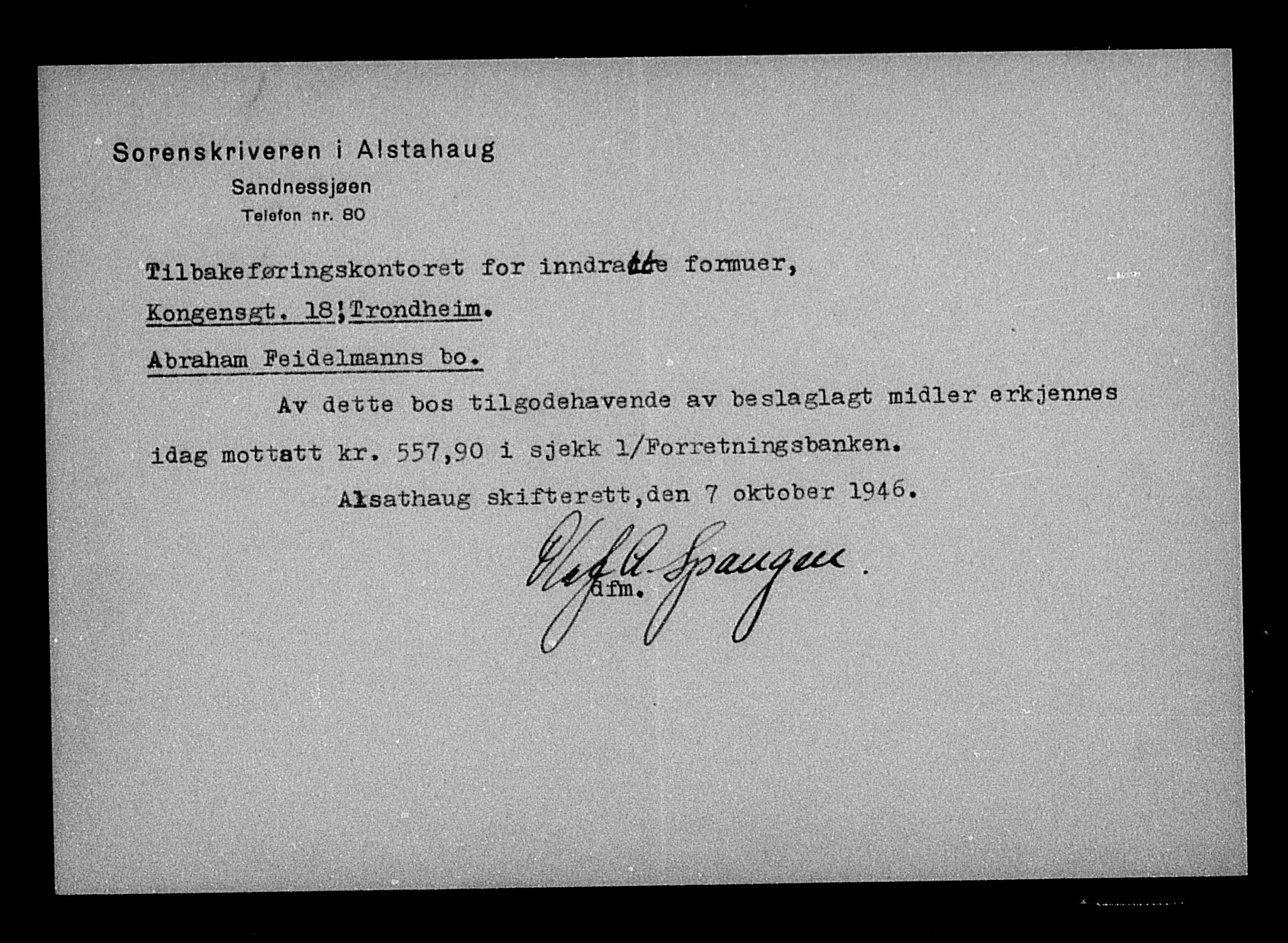 Justisdepartementet, Tilbakeføringskontoret for inndratte formuer, AV/RA-S-1564/H/Hc/Hcb/L0912: --, 1945-1947, p. 10