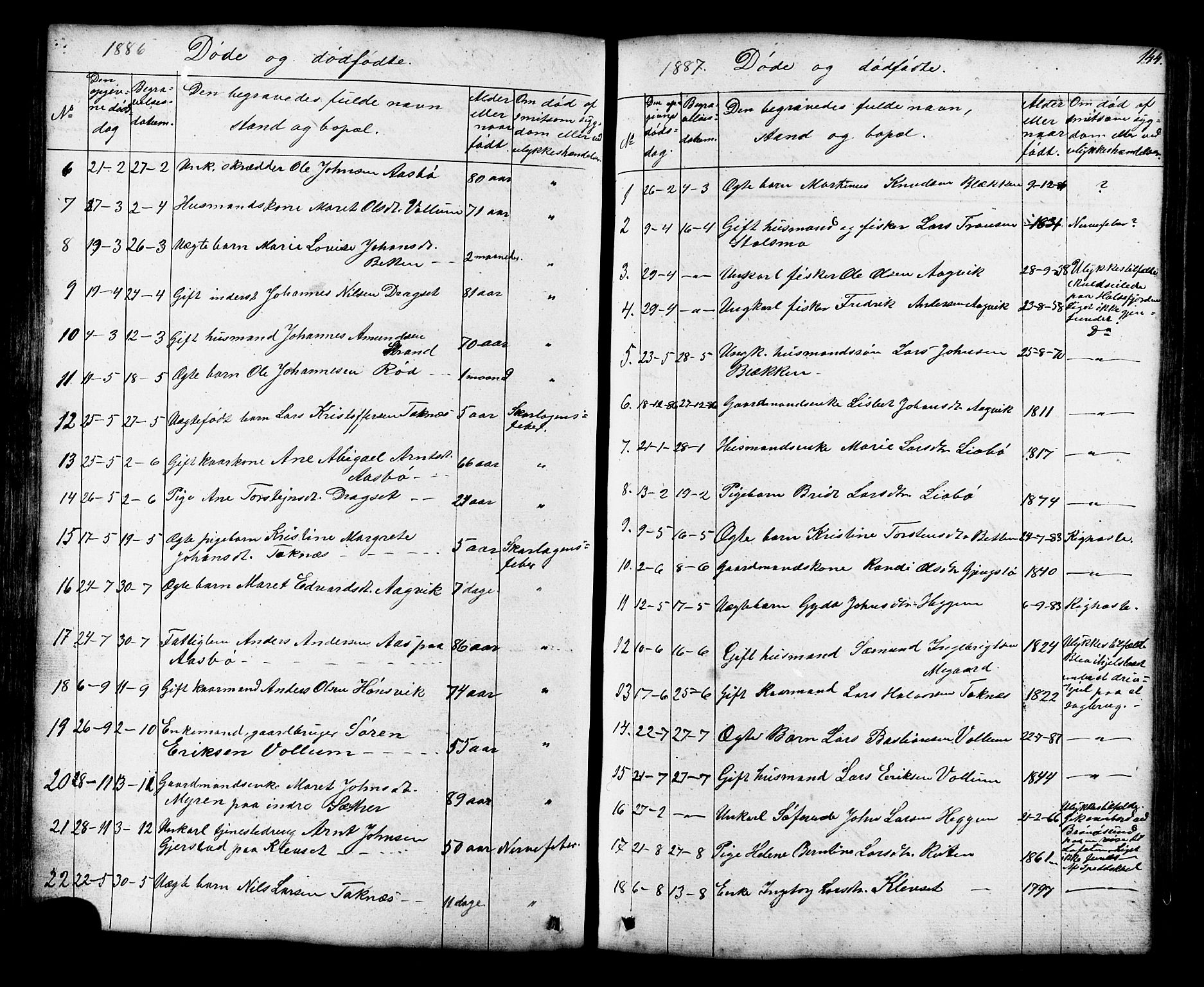 Ministerialprotokoller, klokkerbøker og fødselsregistre - Møre og Romsdal, AV/SAT-A-1454/576/L0890: Parish register (copy) no. 576C01, 1837-1908, p. 144