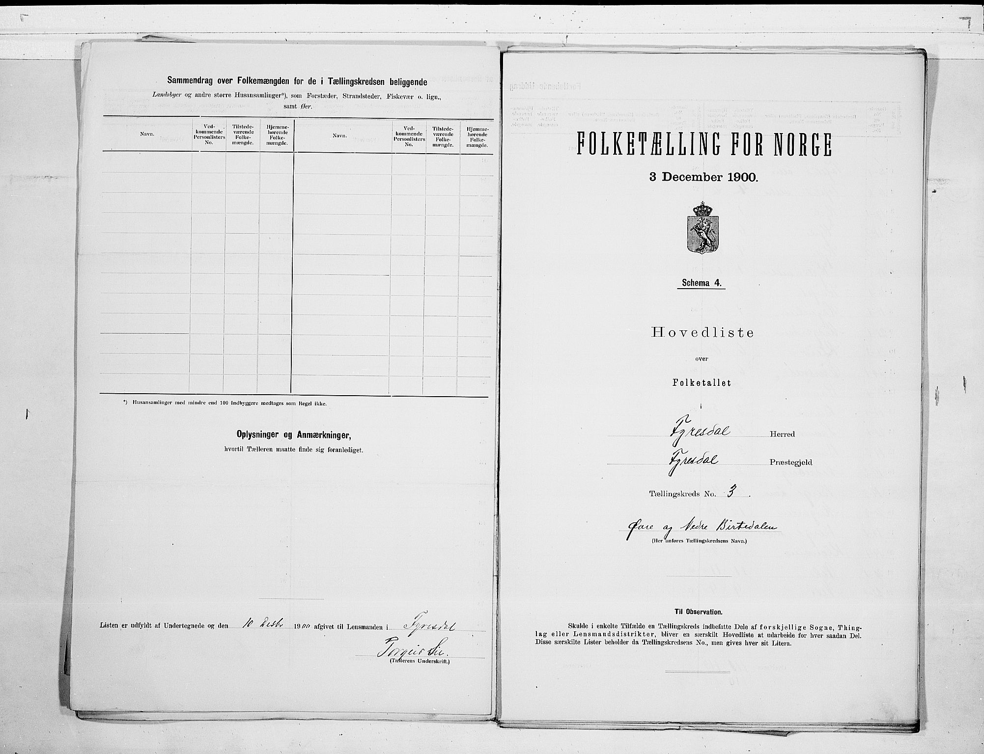 RA, 1900 census for Fyresdal, 1900, p. 8