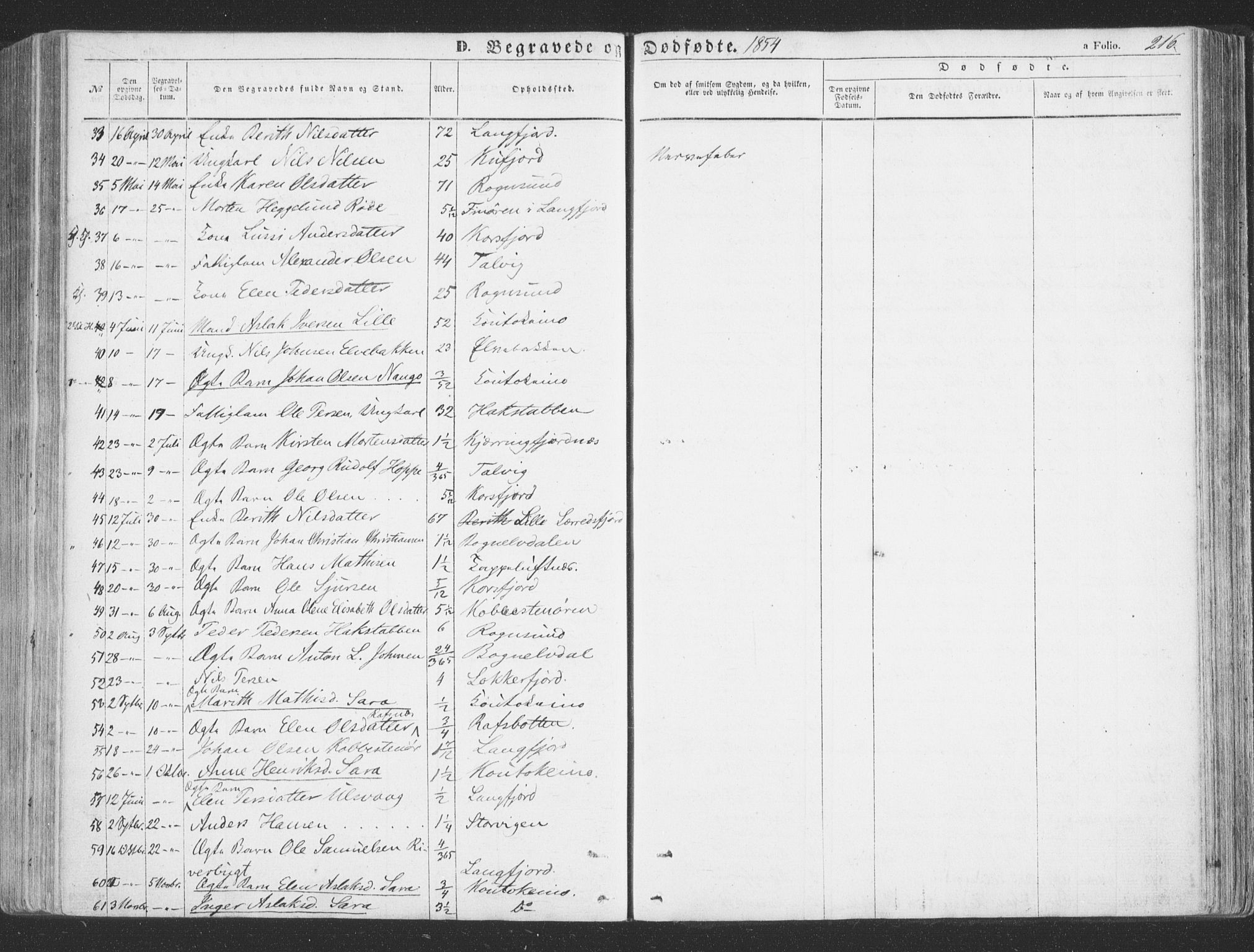 Talvik sokneprestkontor, AV/SATØ-S-1337/H/Ha/L0010kirke: Parish register (official) no. 10, 1852-1864, p. 216