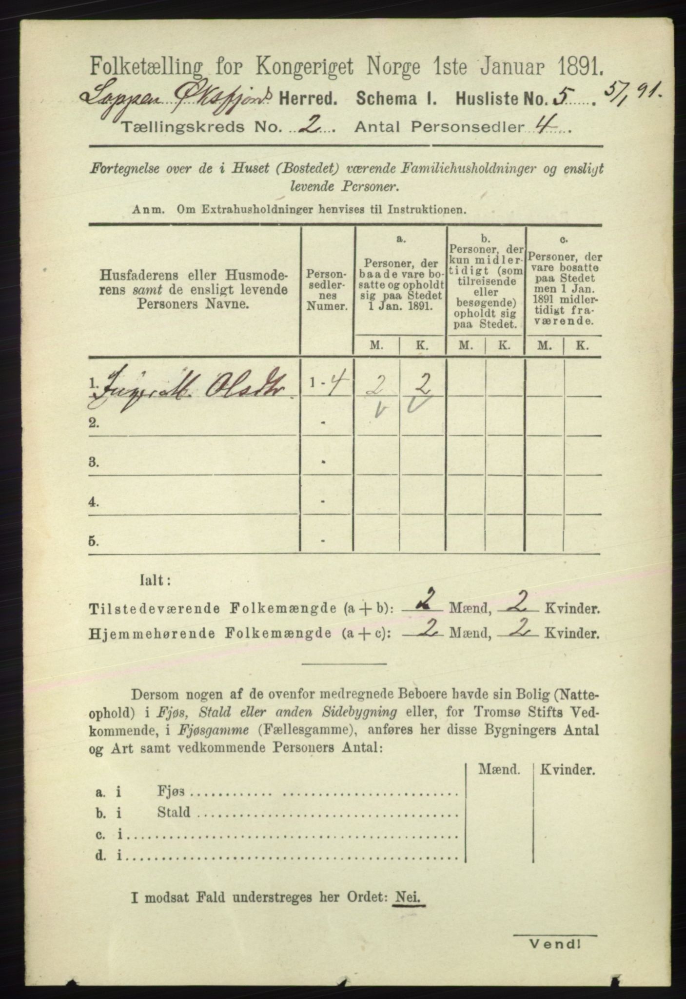 RA, 1891 census for 2014 Loppa, 1891, p. 331