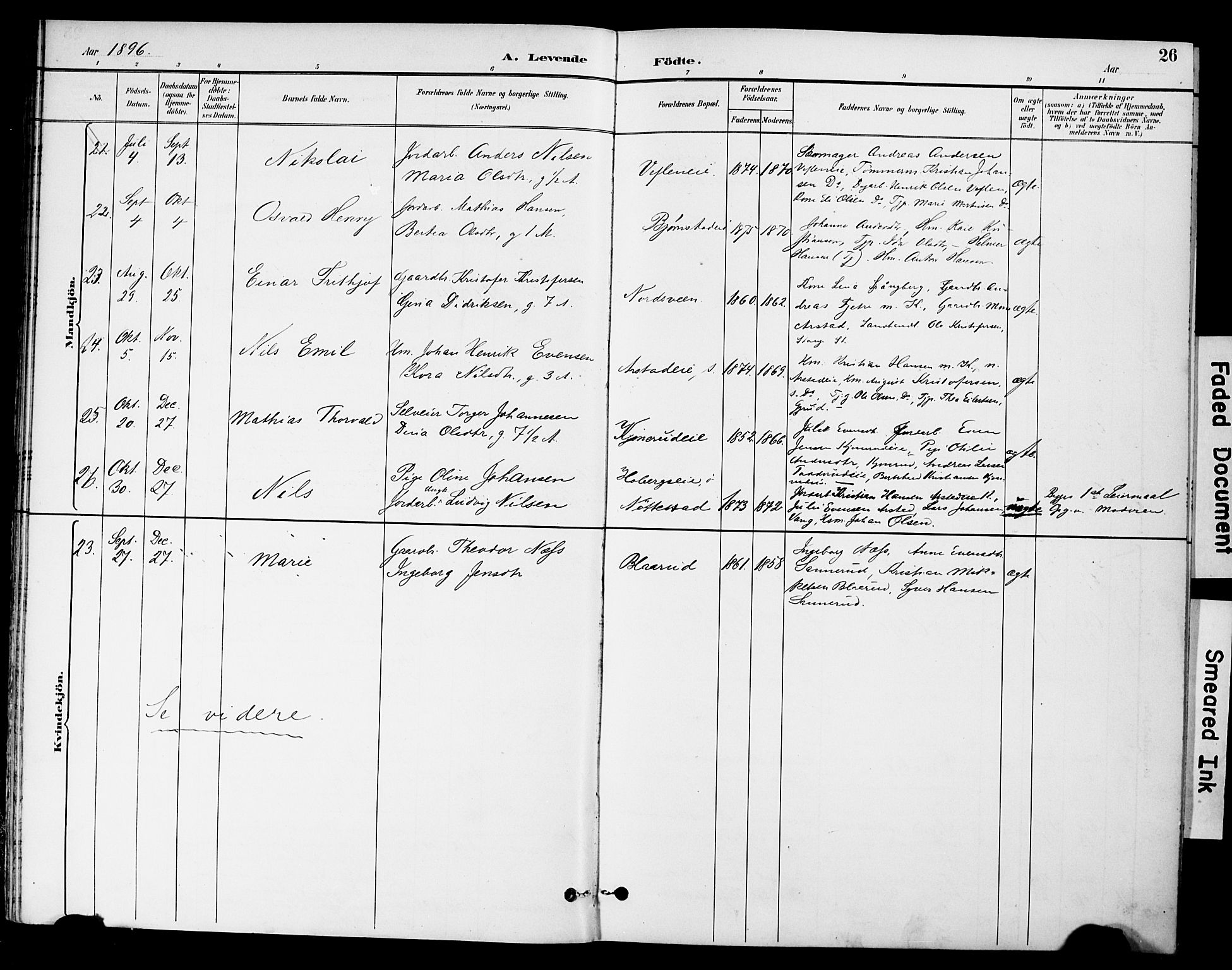 Stange prestekontor, AV/SAH-PREST-002/K/L0021: Parish register (official) no. 21, 1891-1902, p. 26