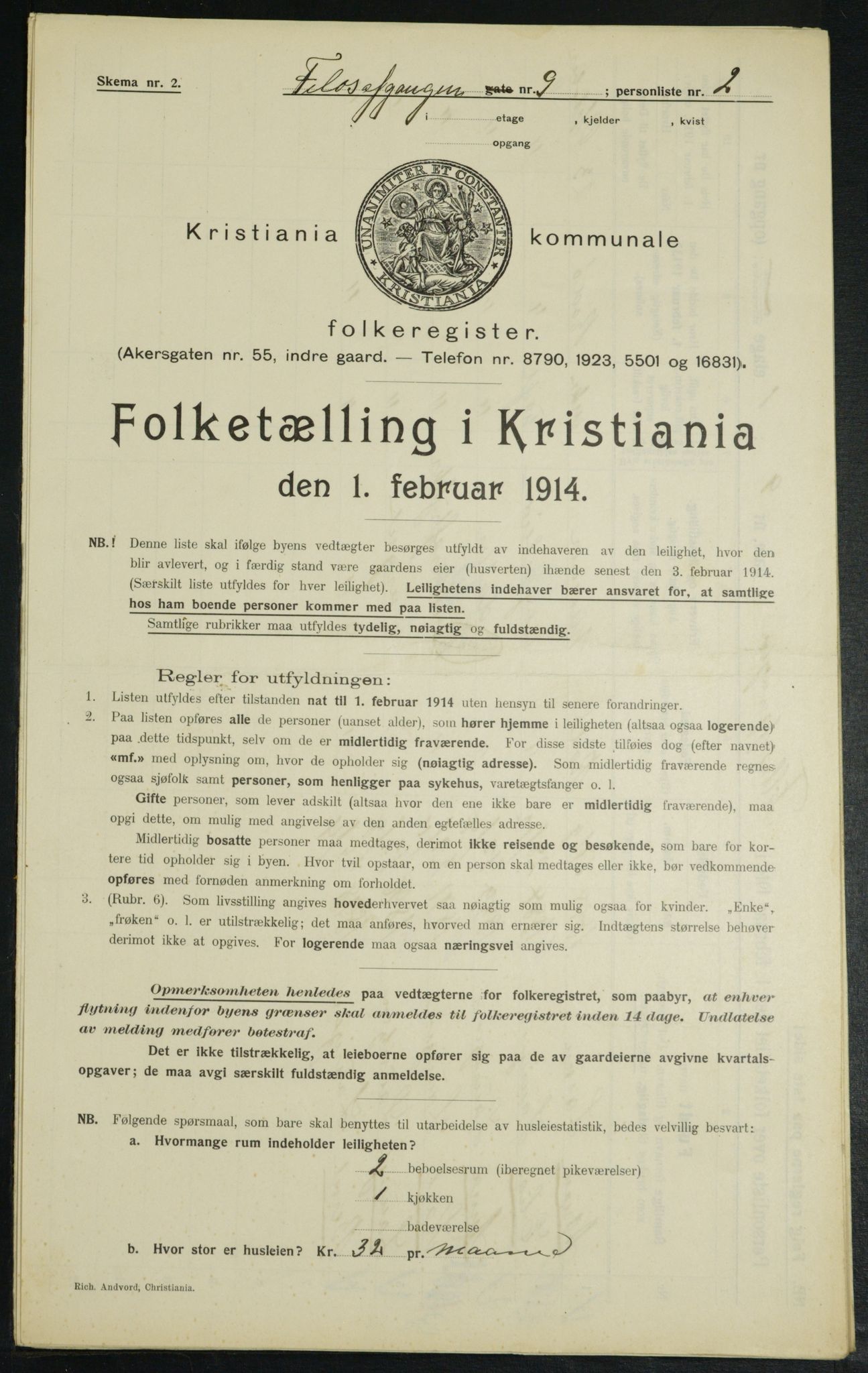 OBA, Municipal Census 1914 for Kristiania, 1914, p. 24416