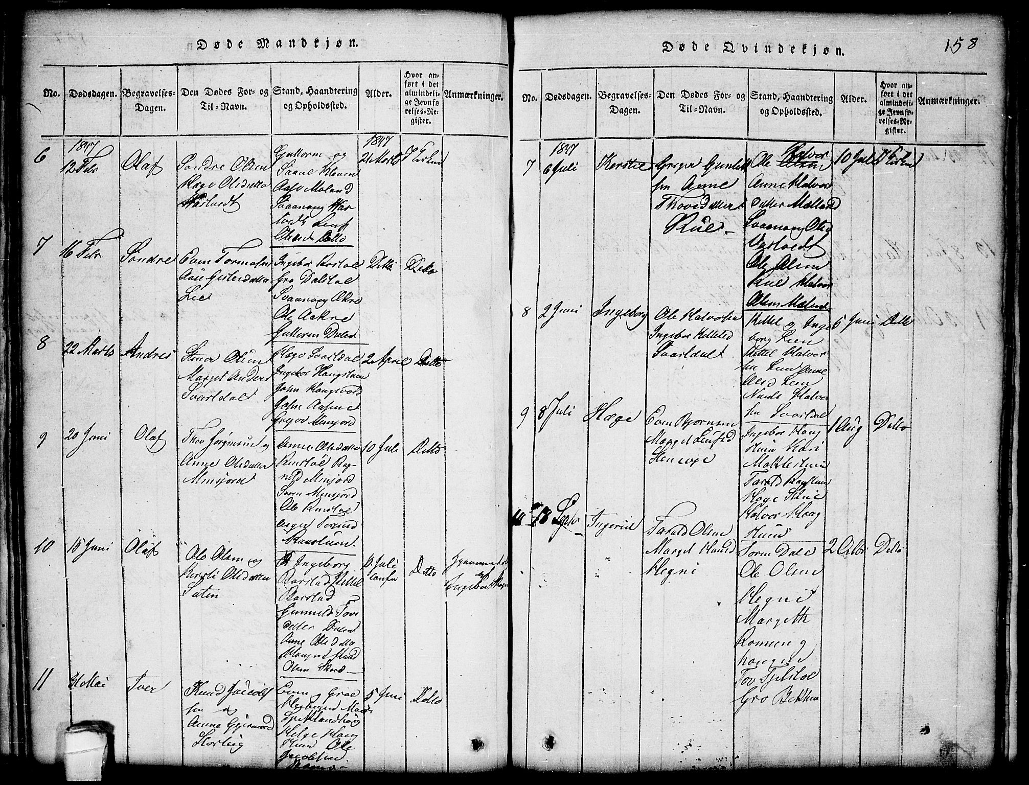 Seljord kirkebøker, SAKO/A-20/G/Gb/L0002: Parish register (copy) no. II 2, 1815-1854, p. 158