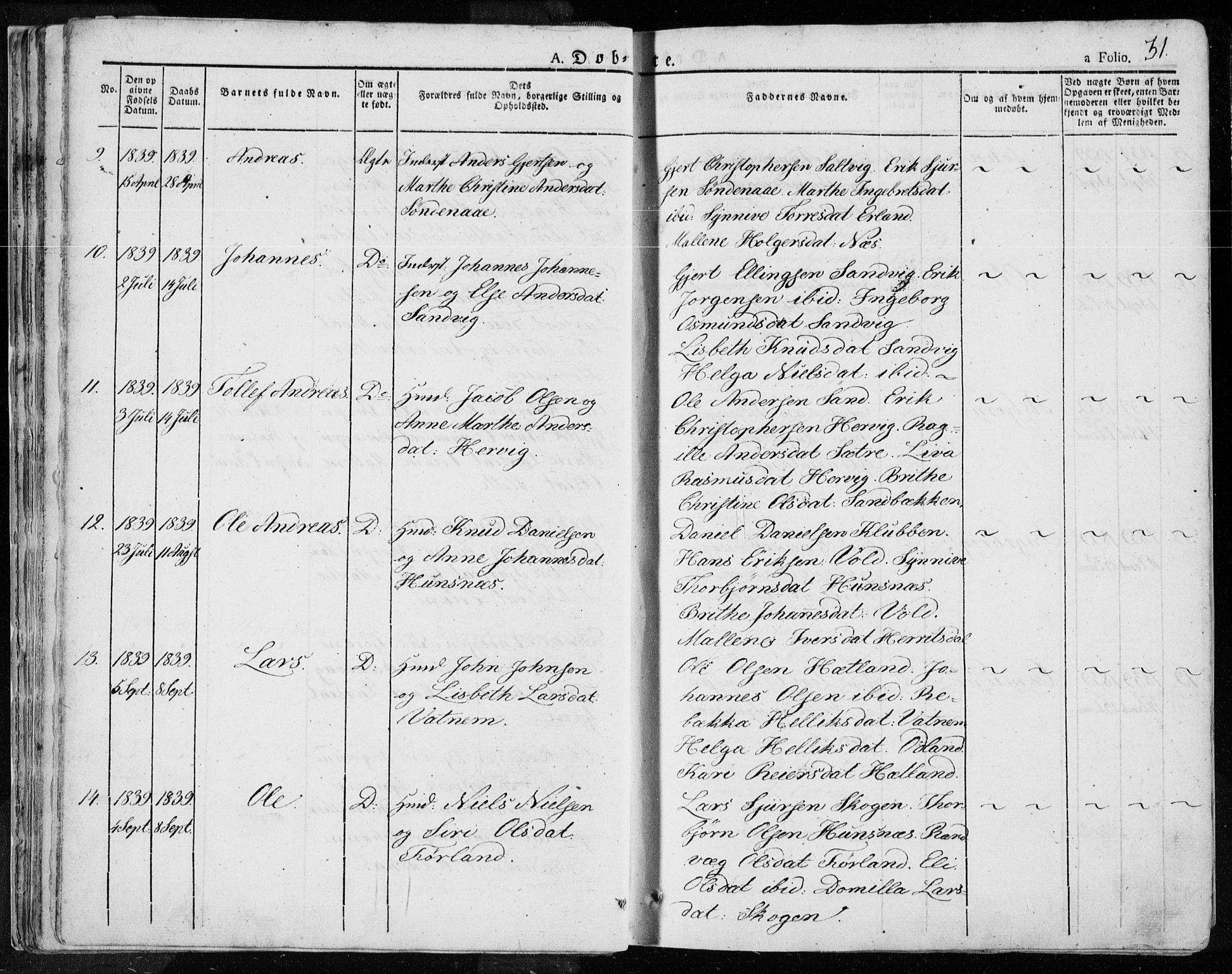 Tysvær sokneprestkontor, AV/SAST-A -101864/H/Ha/Haa/L0001: Parish register (official) no. A 1.1, 1831-1856, p. 31