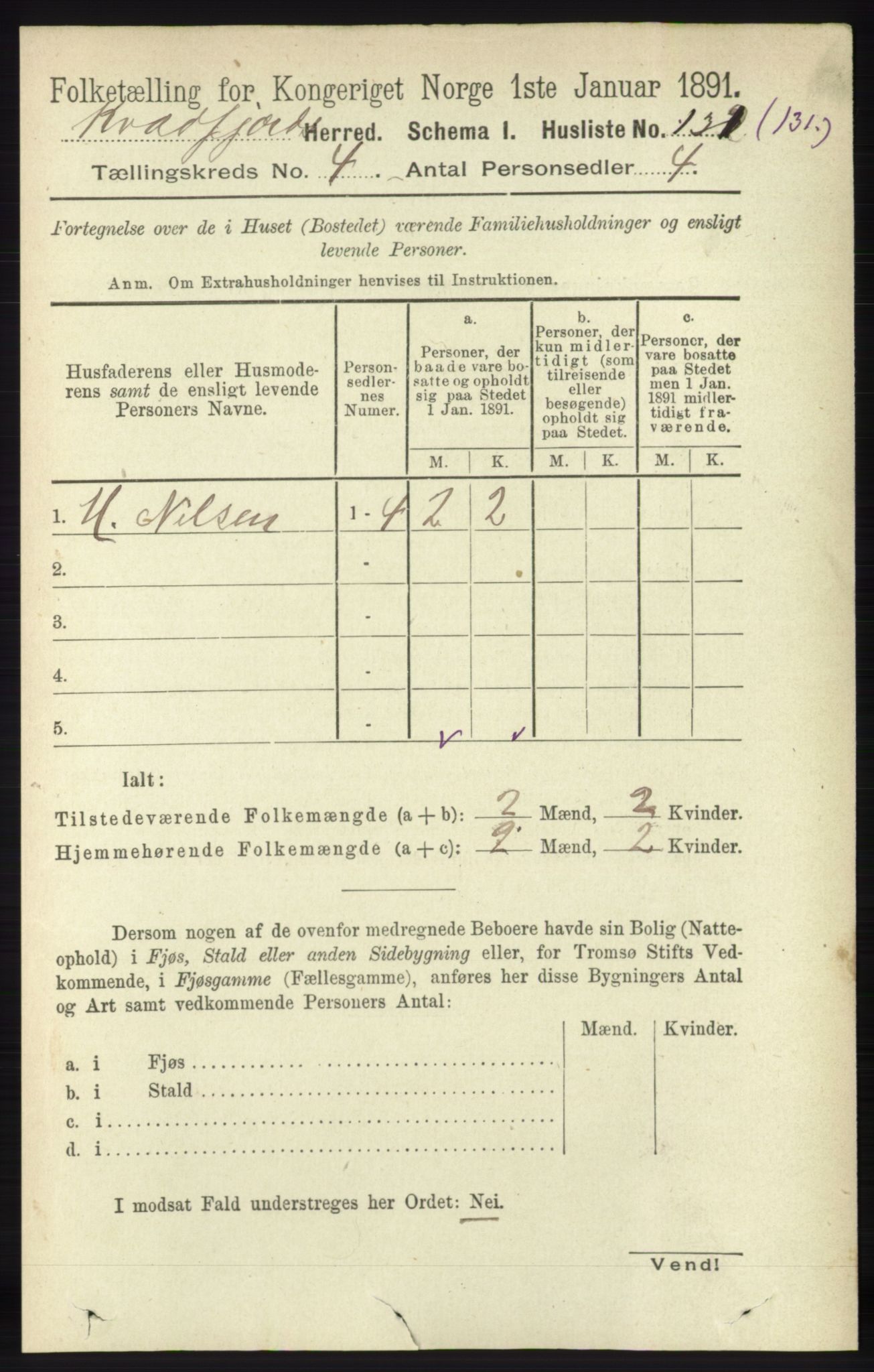 RA, 1891 census for 1911 Kvæfjord, 1891, p. 1881