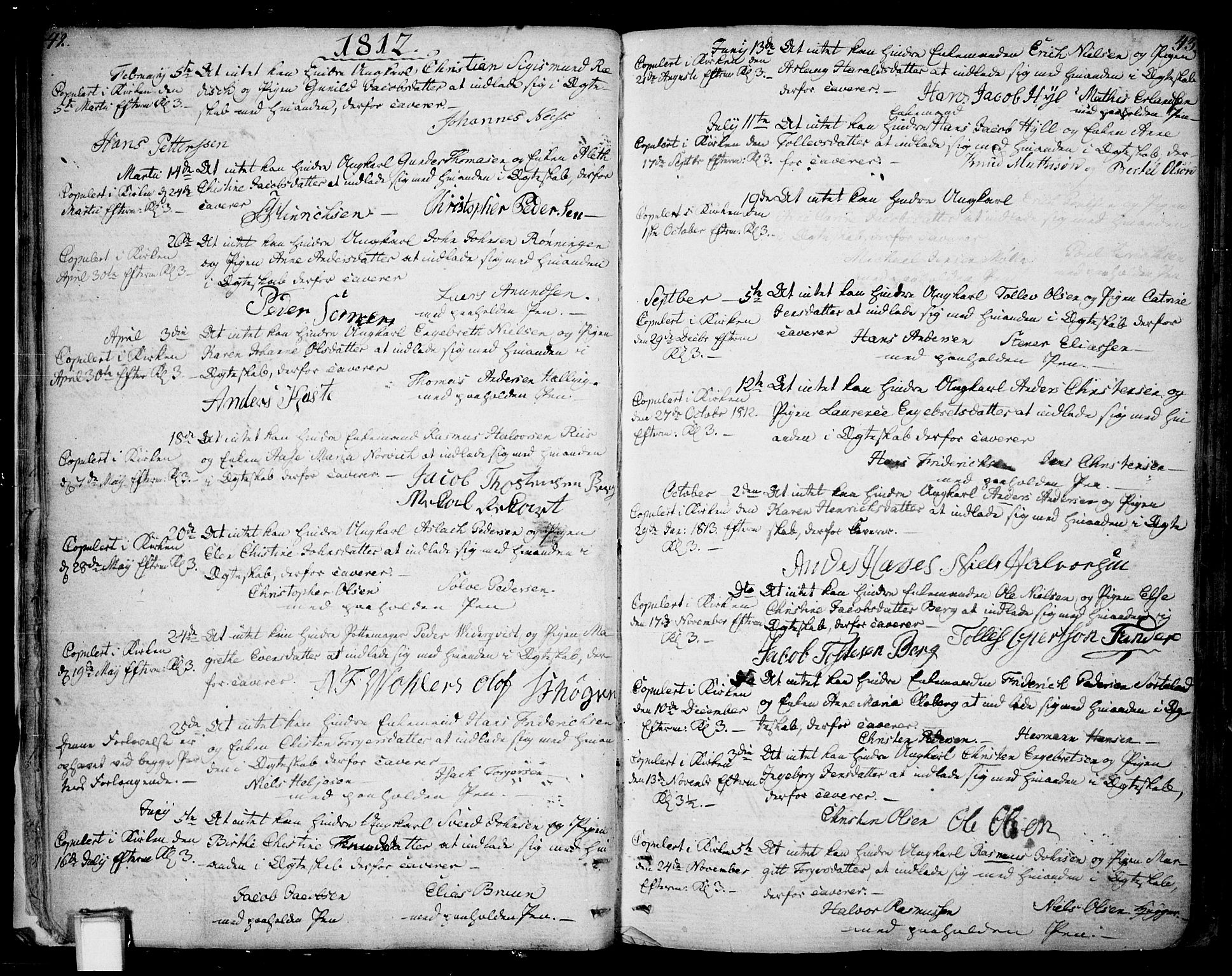 Skien kirkebøker, AV/SAKO-A-302/F/Fa/L0004: Parish register (official) no. 4, 1792-1814, p. 42-43